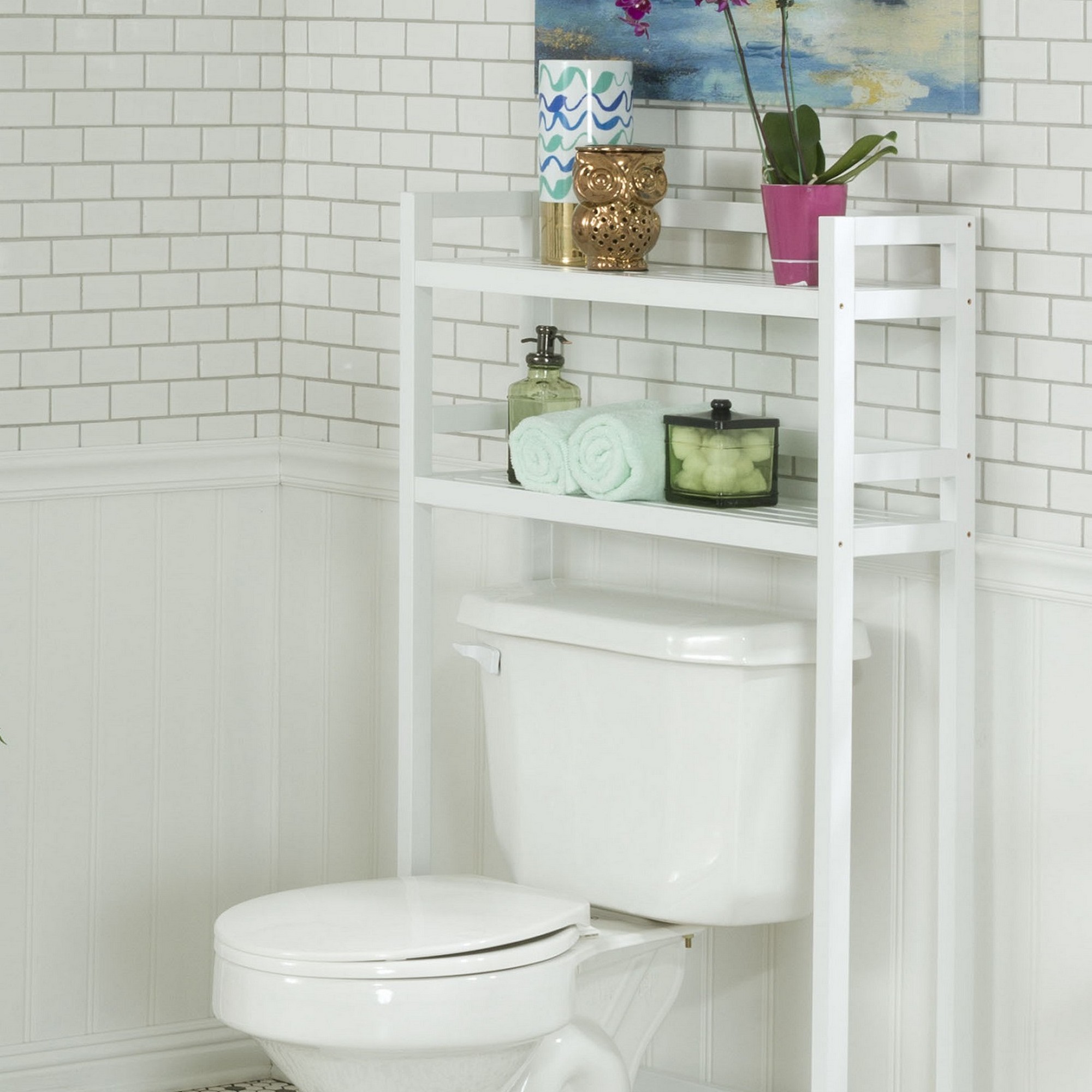 48" Bathroom Extra Storage with 2 Shelves in White