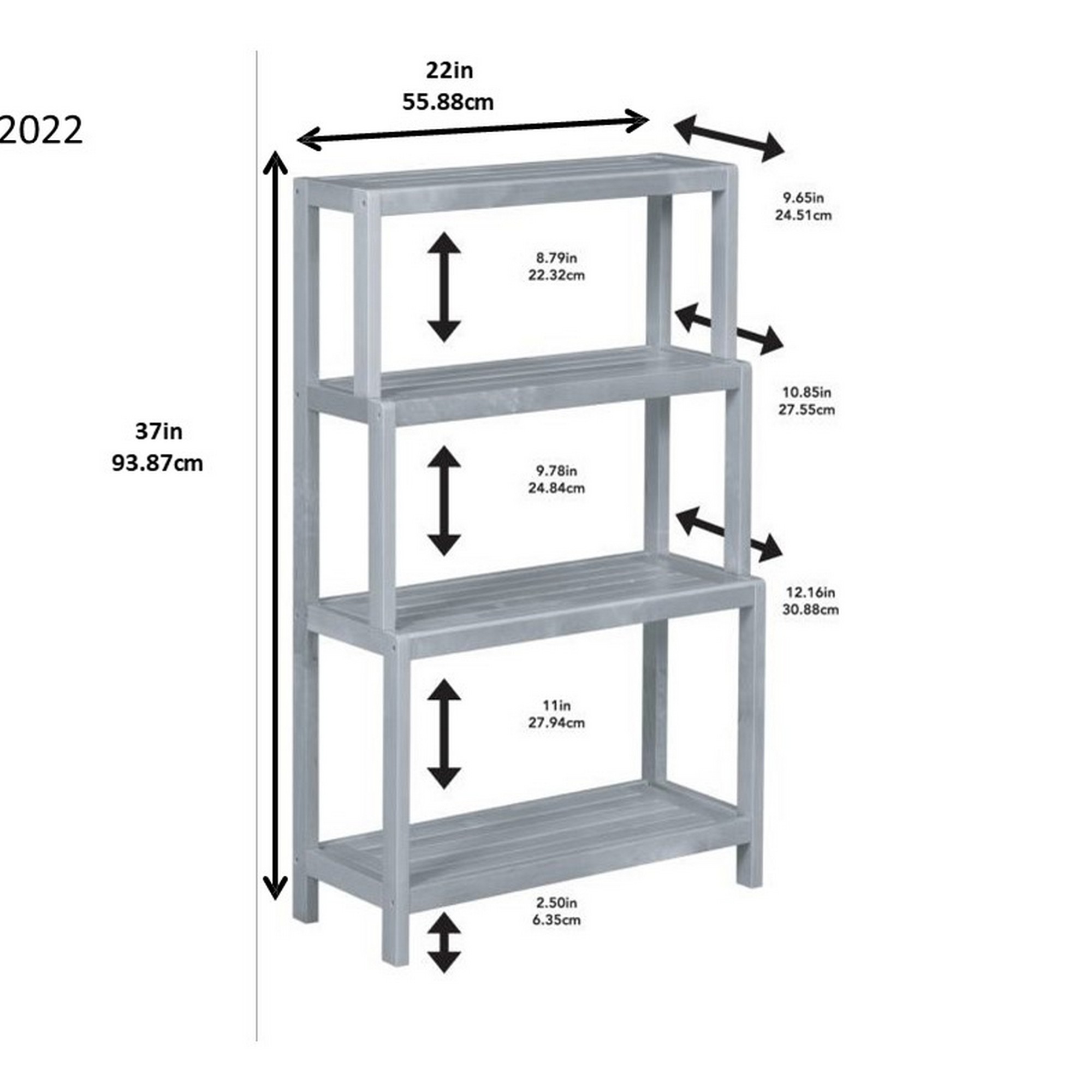 37" Bookcase with 4 Shelves in Antique Chestnut