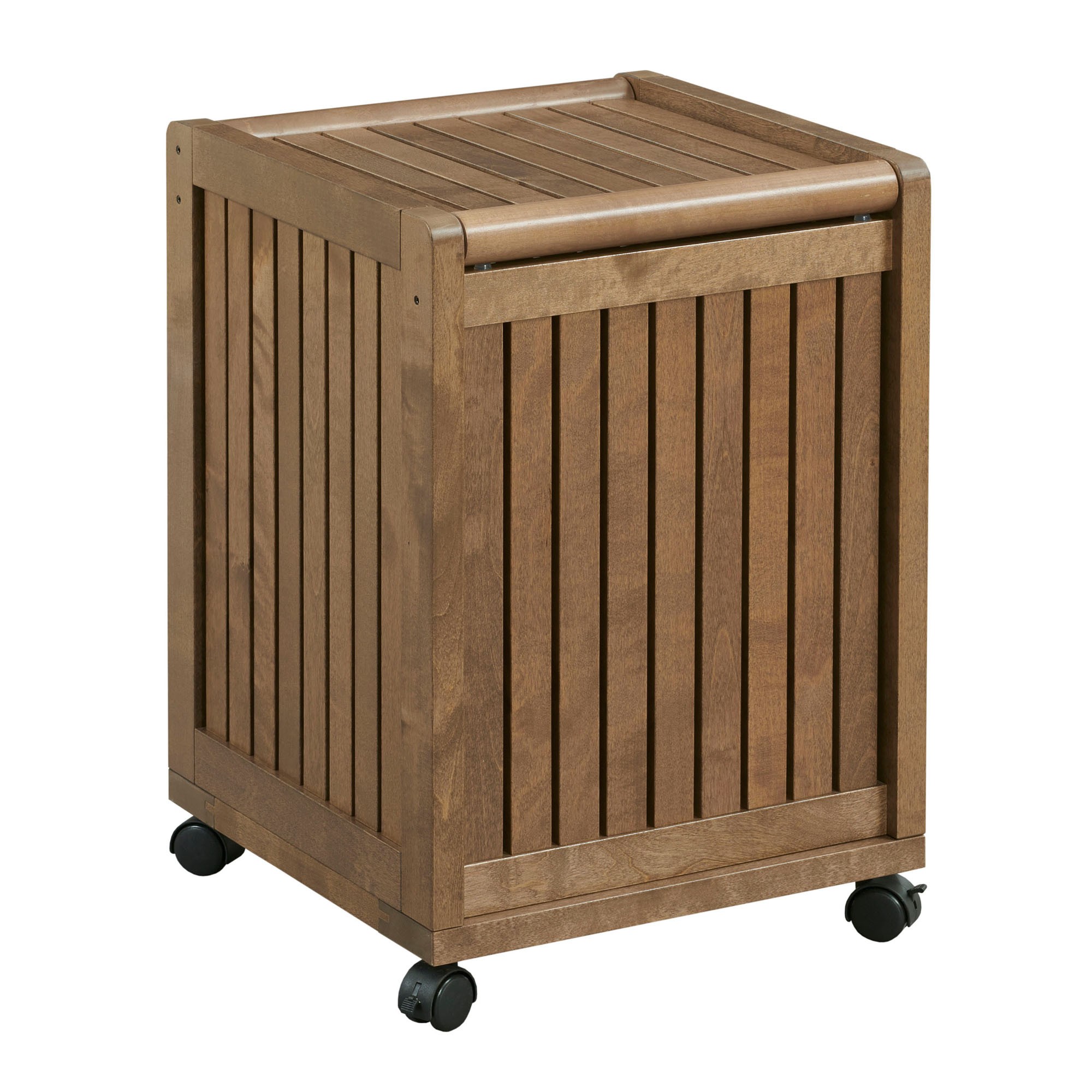 Chestnut Solid Wood Rolling Laundry Hamper with Lid