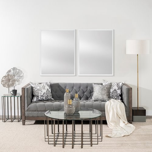 Rectangle White Accent Mirror with Crisp White Finish Frame