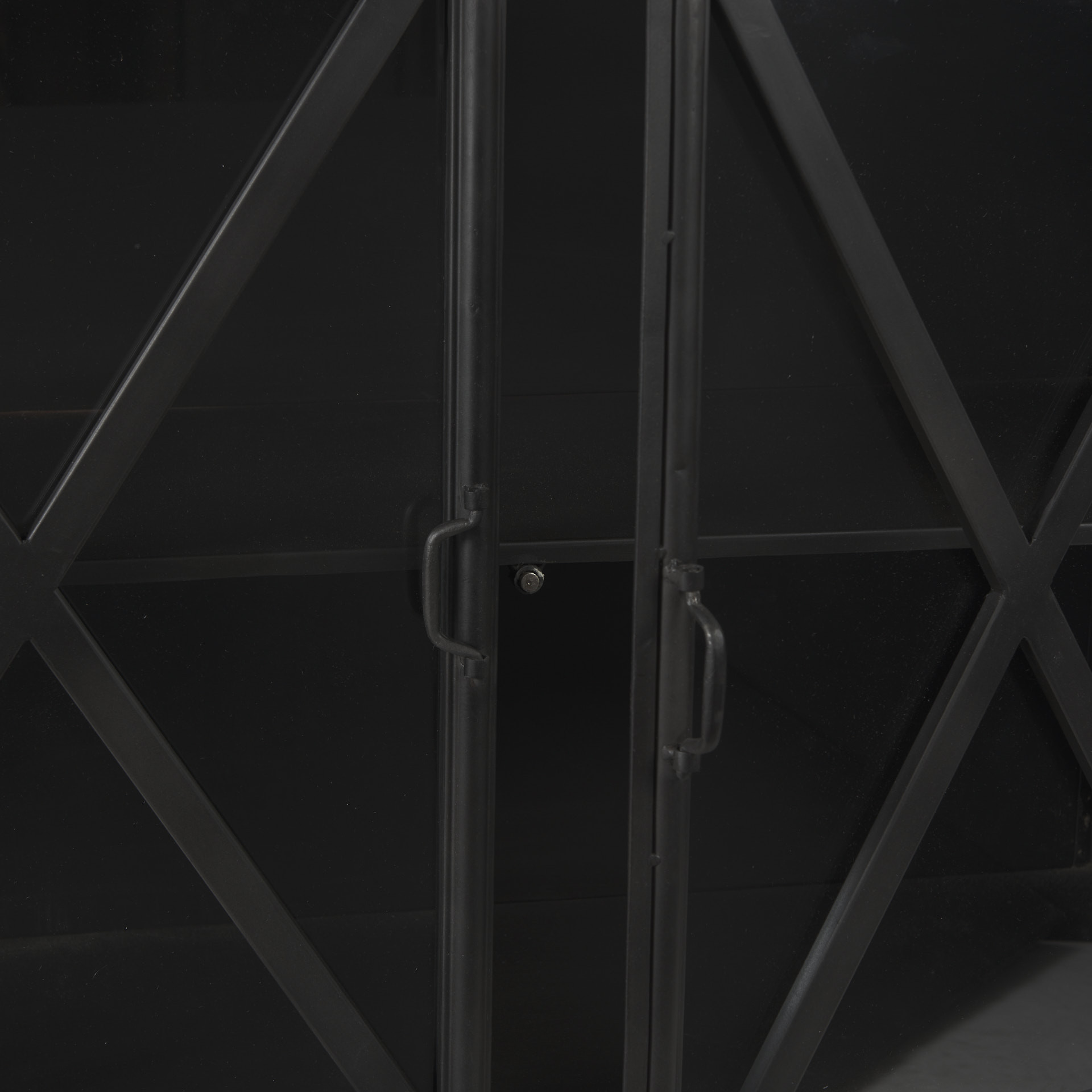 Black Solid Metallic Bronze Finish Sideboard With 4 Glass Cabinet Doors