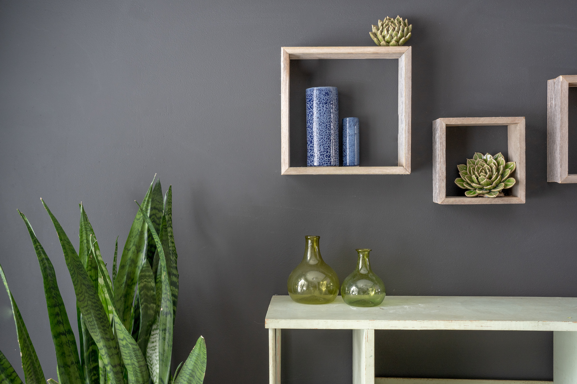 Set of 3 Square Espresso Reclaimed Wood Open Box Shelve