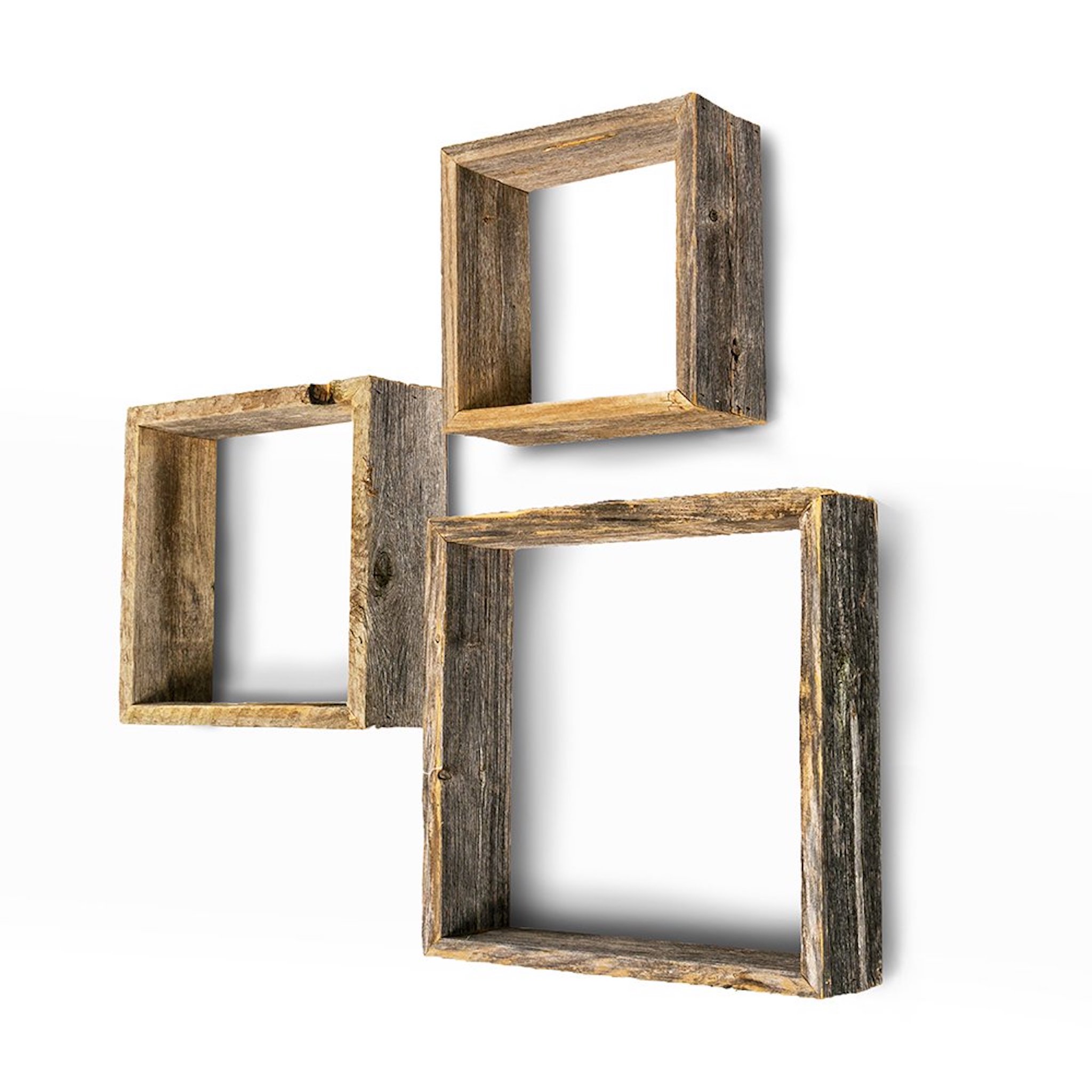Rustic Farmhouse Set Of 3 Square Shadow Box Shelves Rustic Farmhouse Set Of 3 Square Shadow Box Shelves