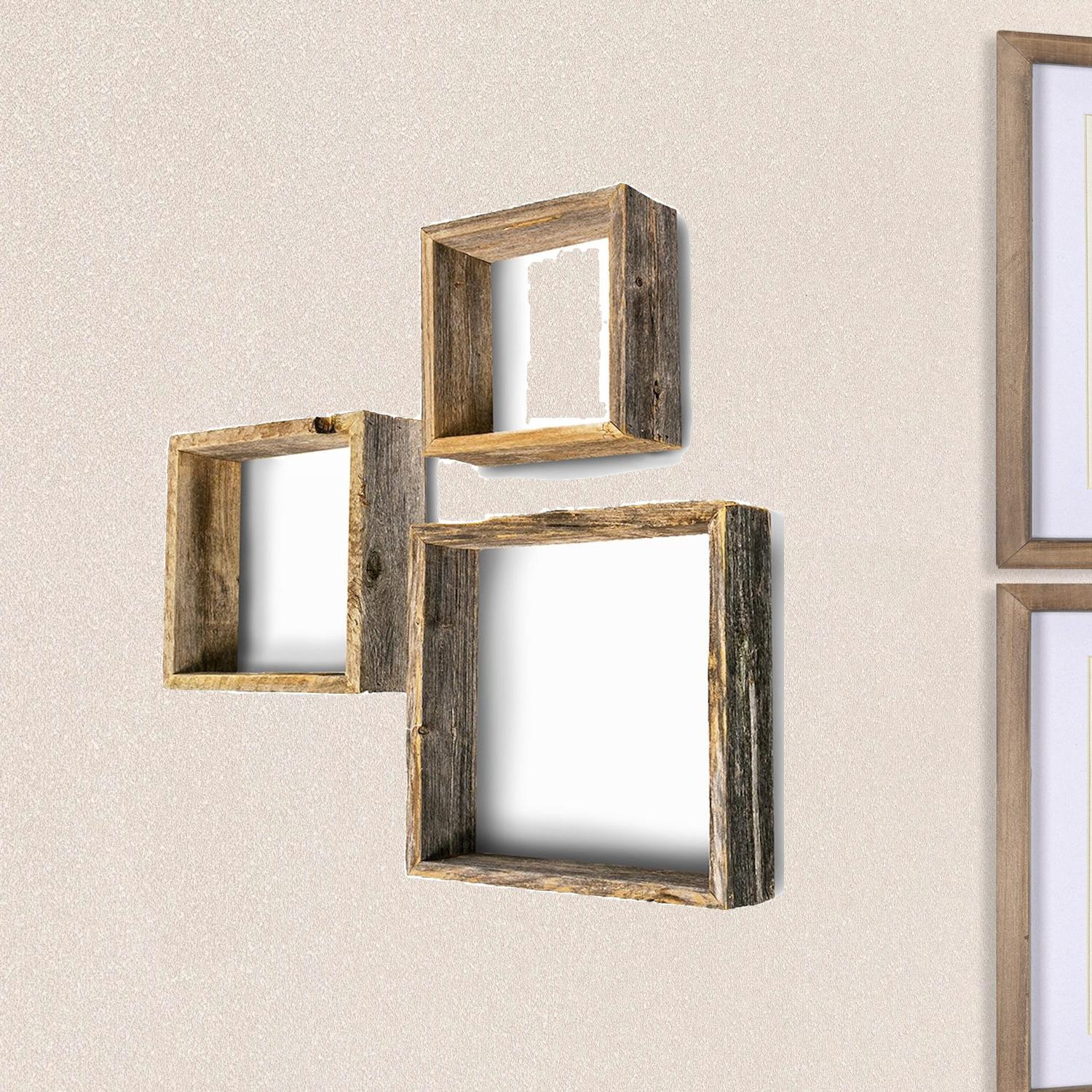 Rustic Farmhouse Set Of 3 Square Shadow Box Shelves Rustic Farmhouse Set Of 3 Square Shadow Box Shelves