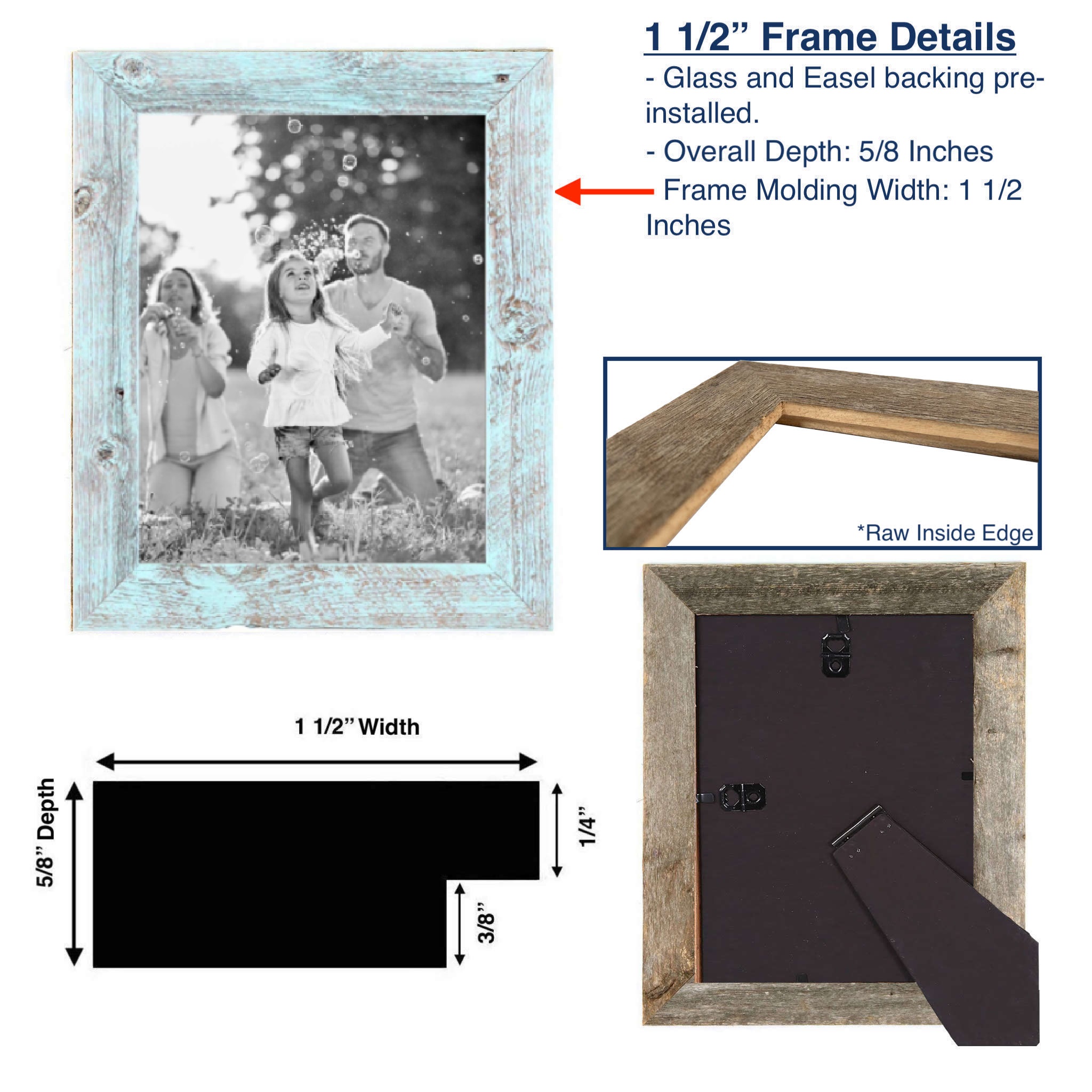 8"x9" Rustic Blue Picture Frame