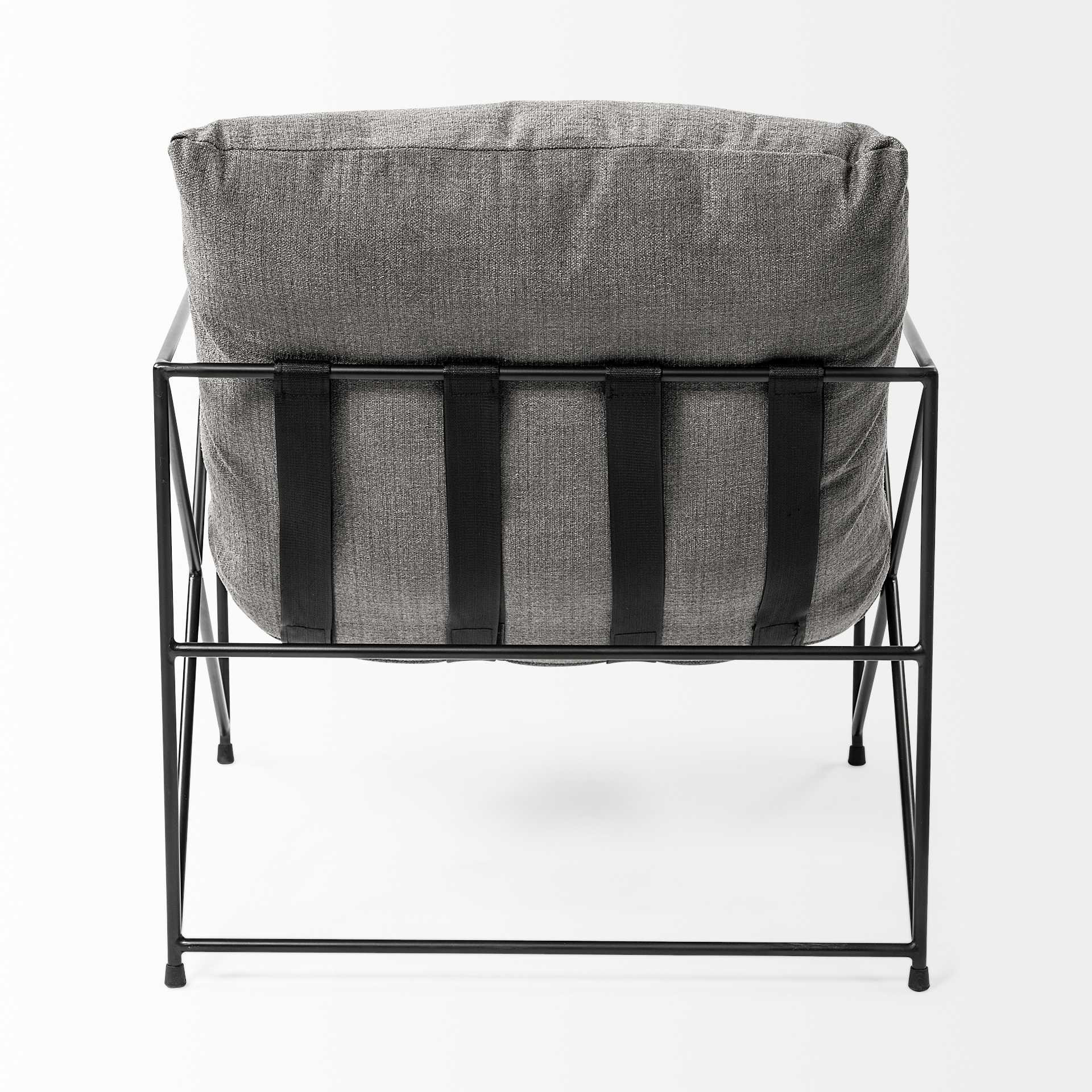 Grey Fabric Wrap Accent Chair with Black Metal Frame