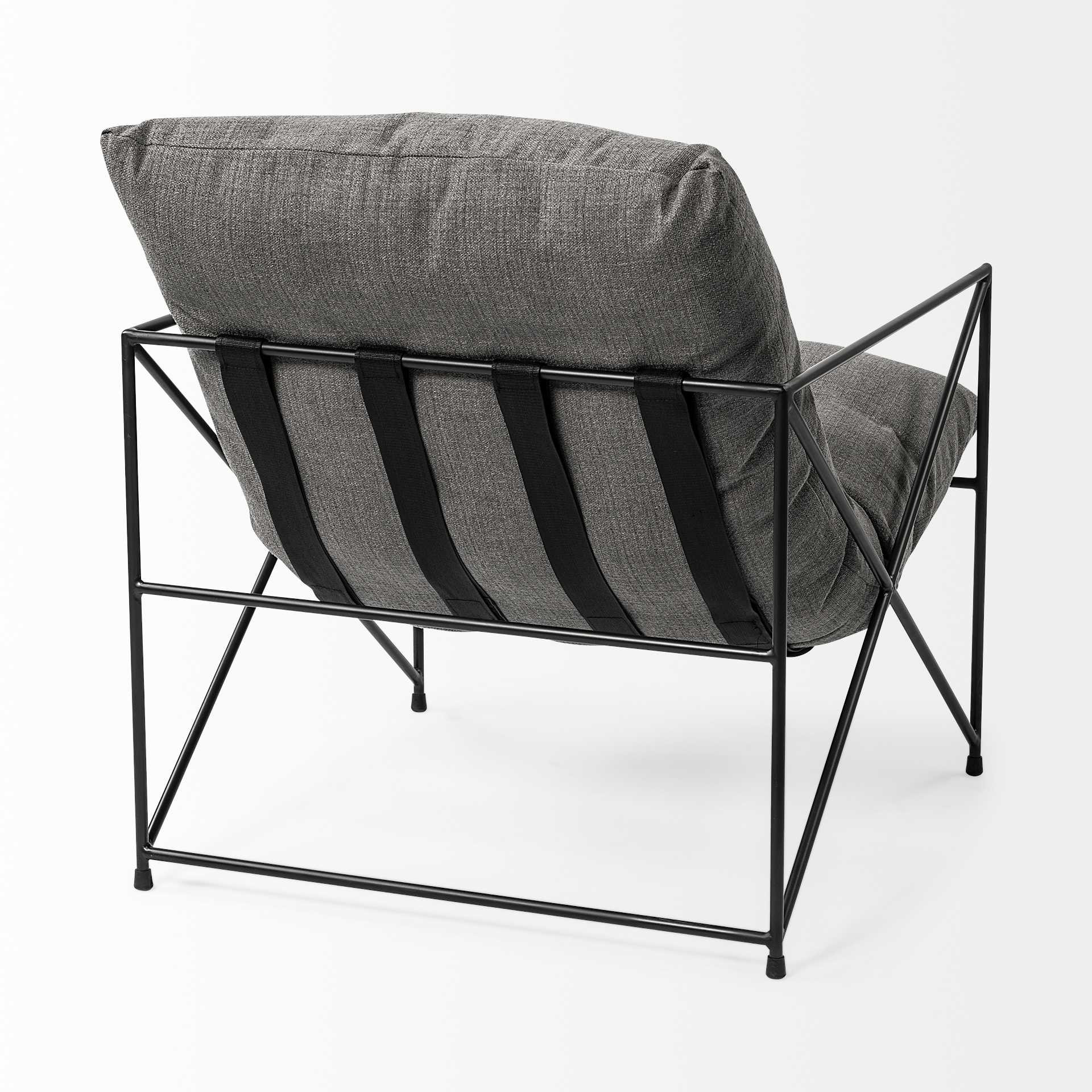 Grey Fabric Wrap Accent Chair with Black Metal Frame