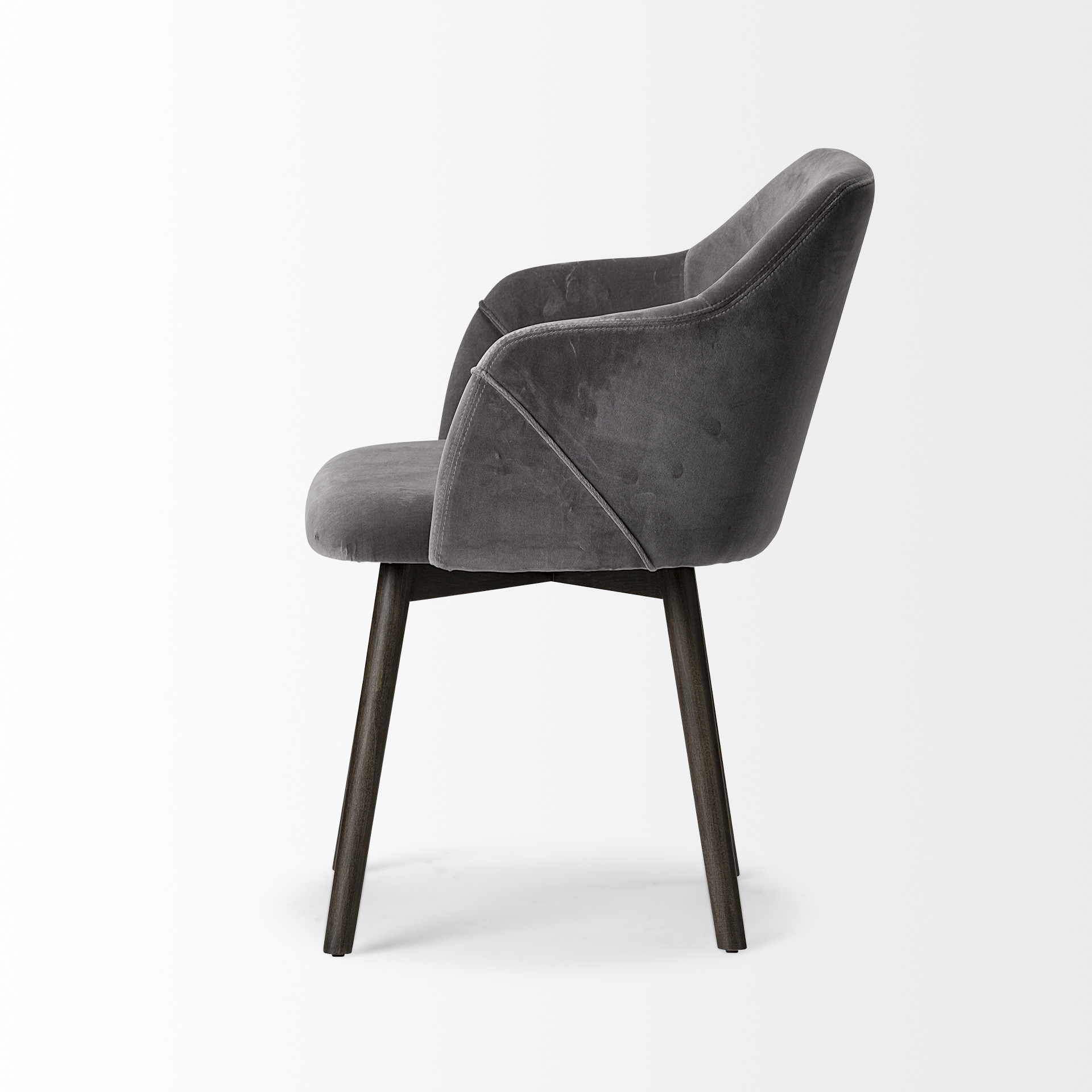 Grey Velvet Wrap with Black Wooden Base Dining Chair