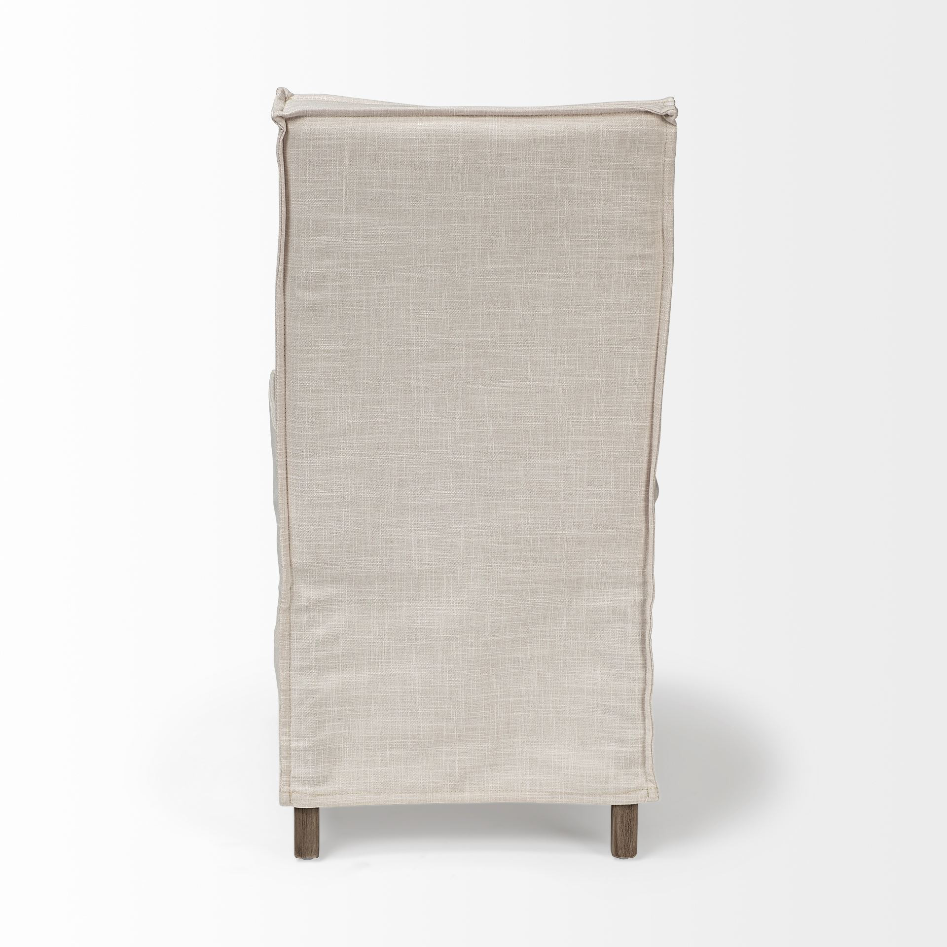 Cream Fabric Slip Cover with Brown Wooden Base Dining Chair