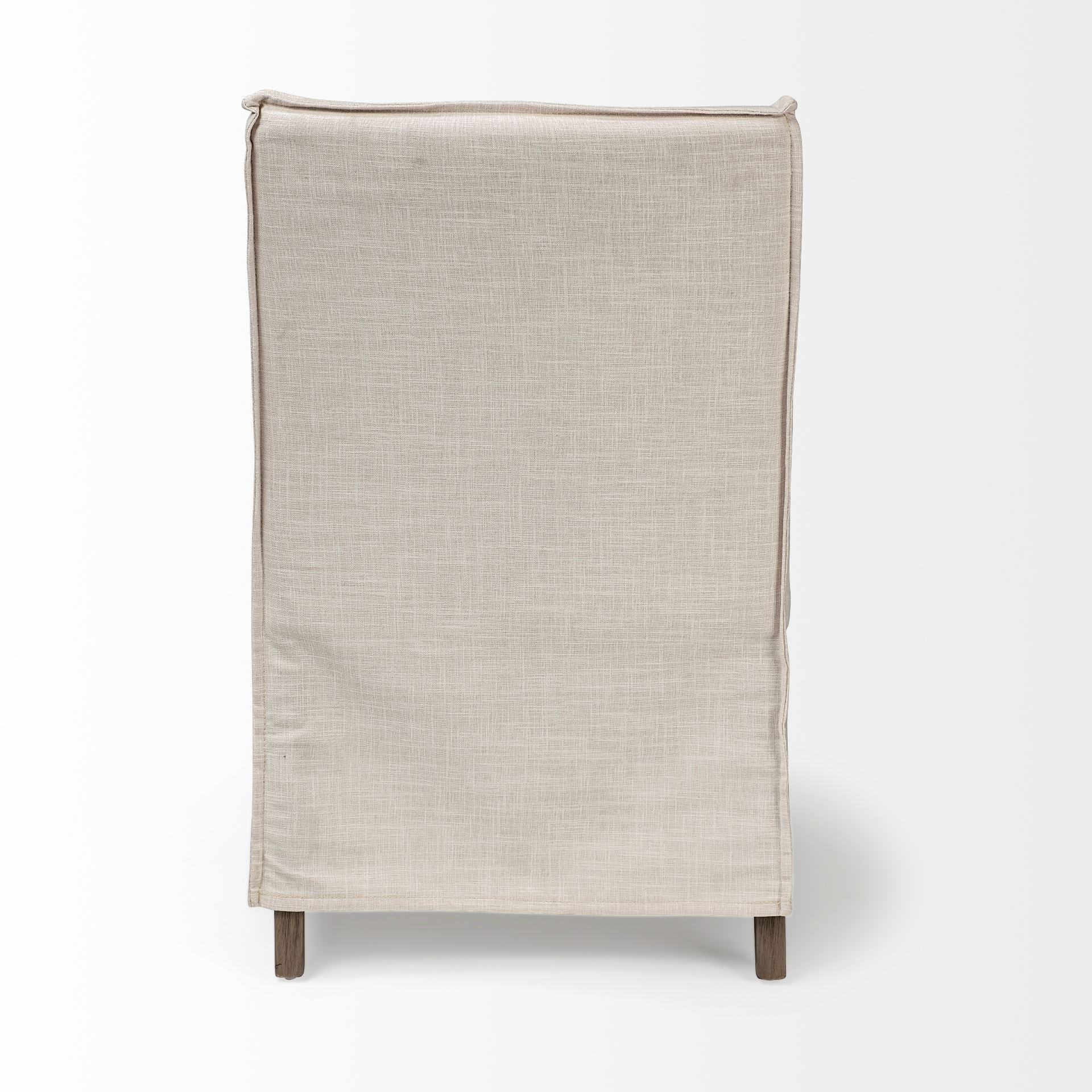 Cream Fabric Slip Cover with Brown Wood Frame Dining Chair