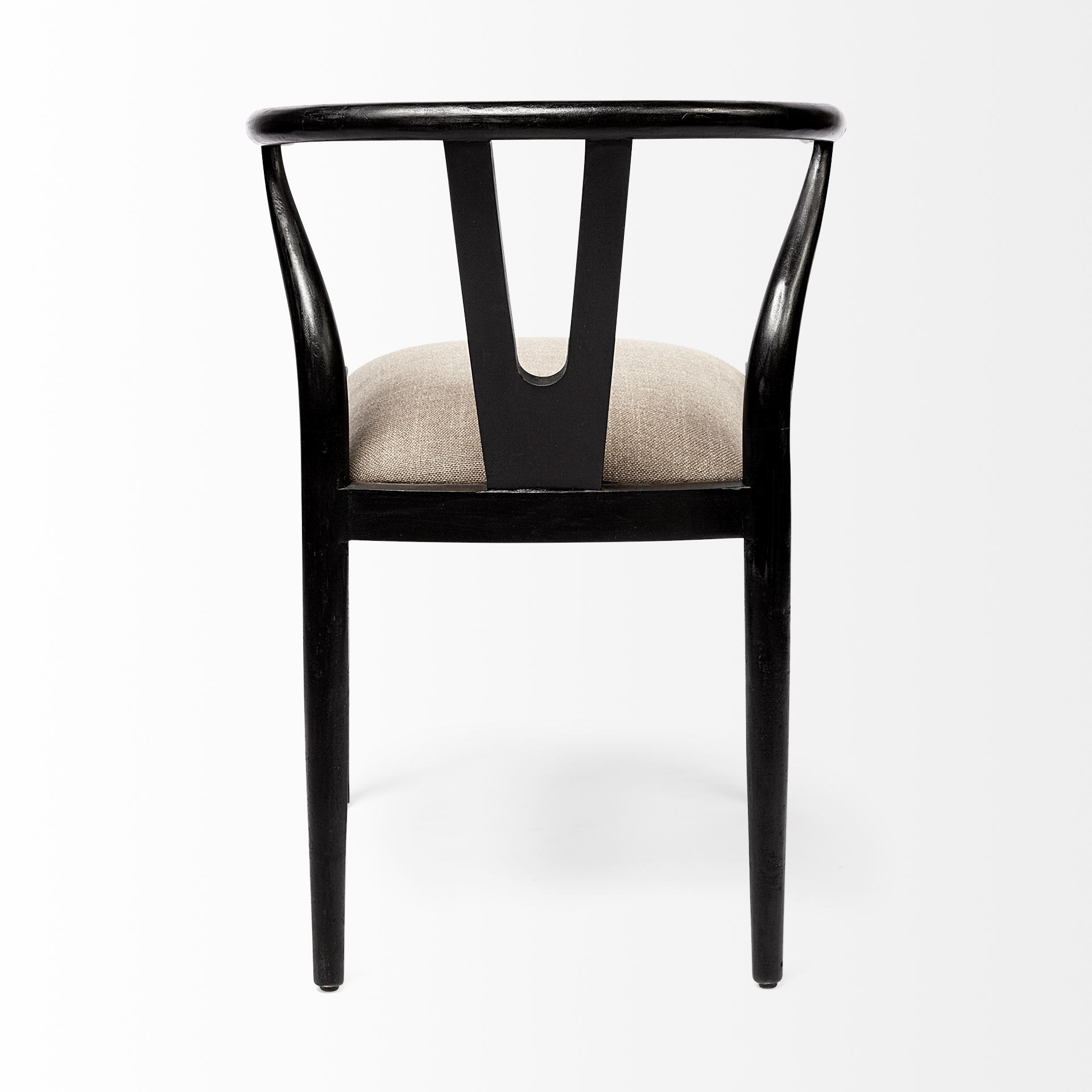 Linen Seat with Black Wooden Base Dining Chair