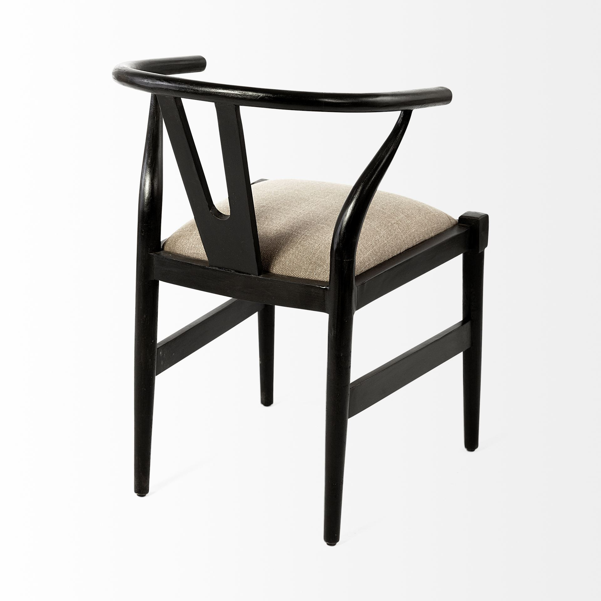 Linen Seat with Black Wooden Base Dining Chair