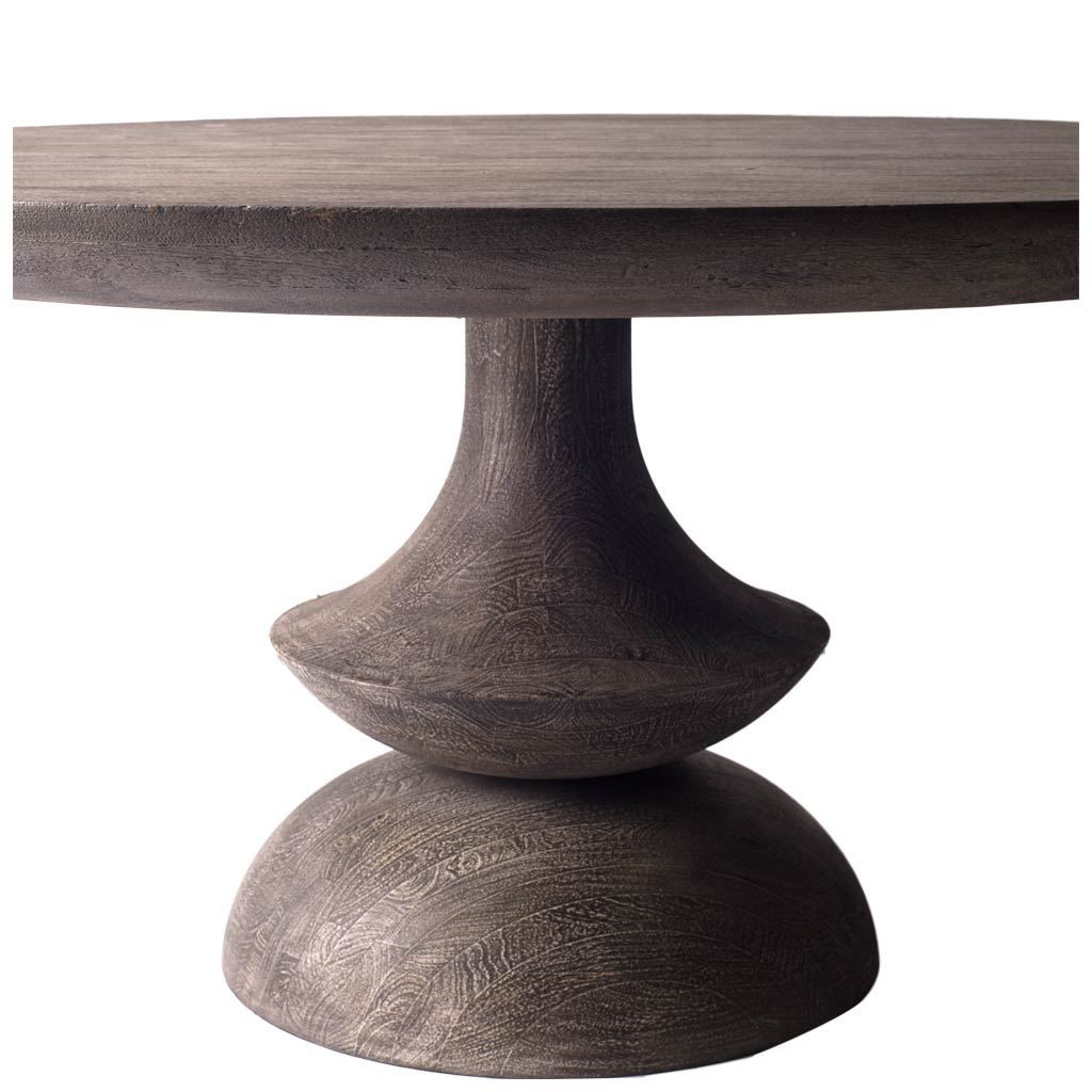 60" Round Charcoal Gray Solid Wood Table Top and Base Dining Table