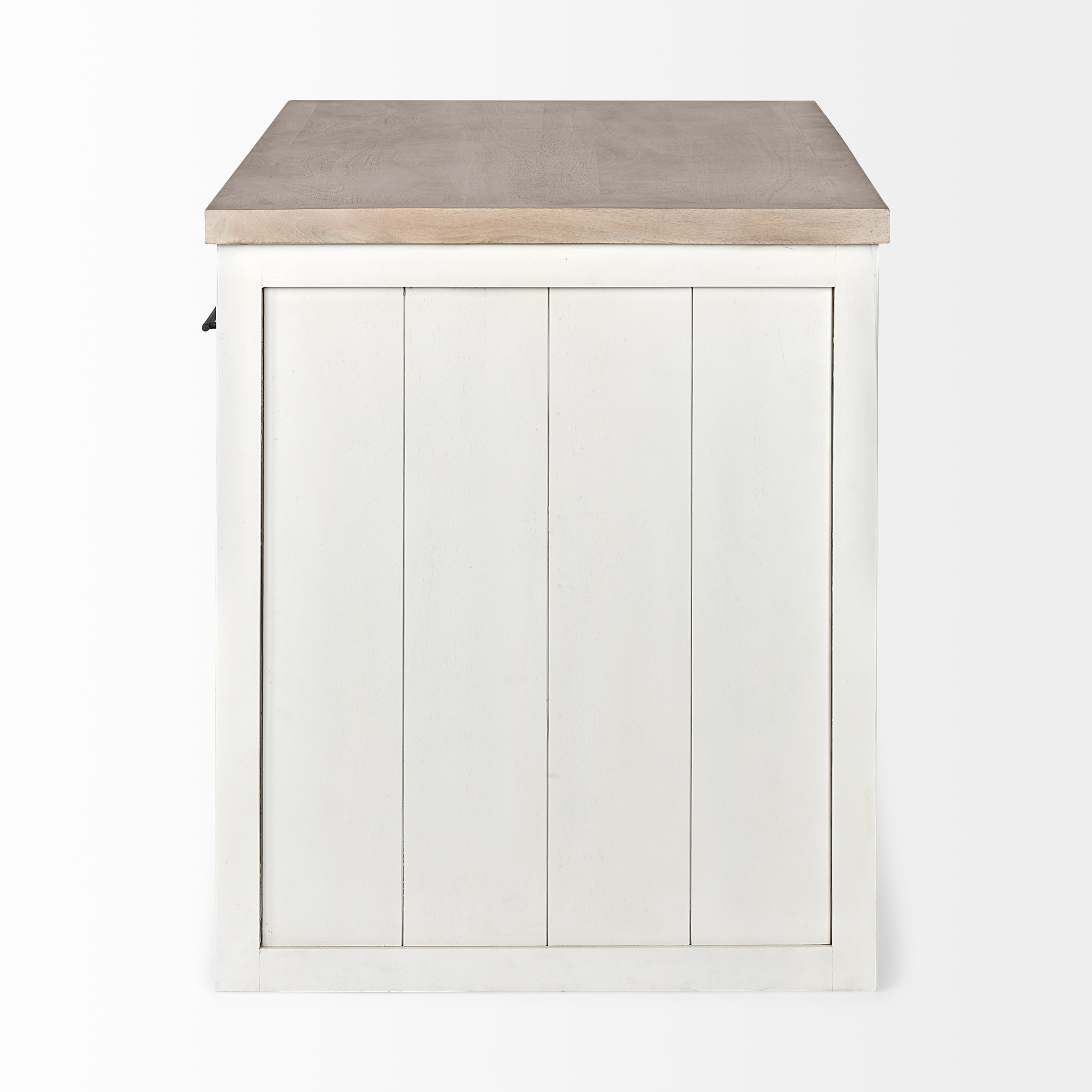 White and Brown Two Tone Wooden Kitchen Island with 3 Drawers