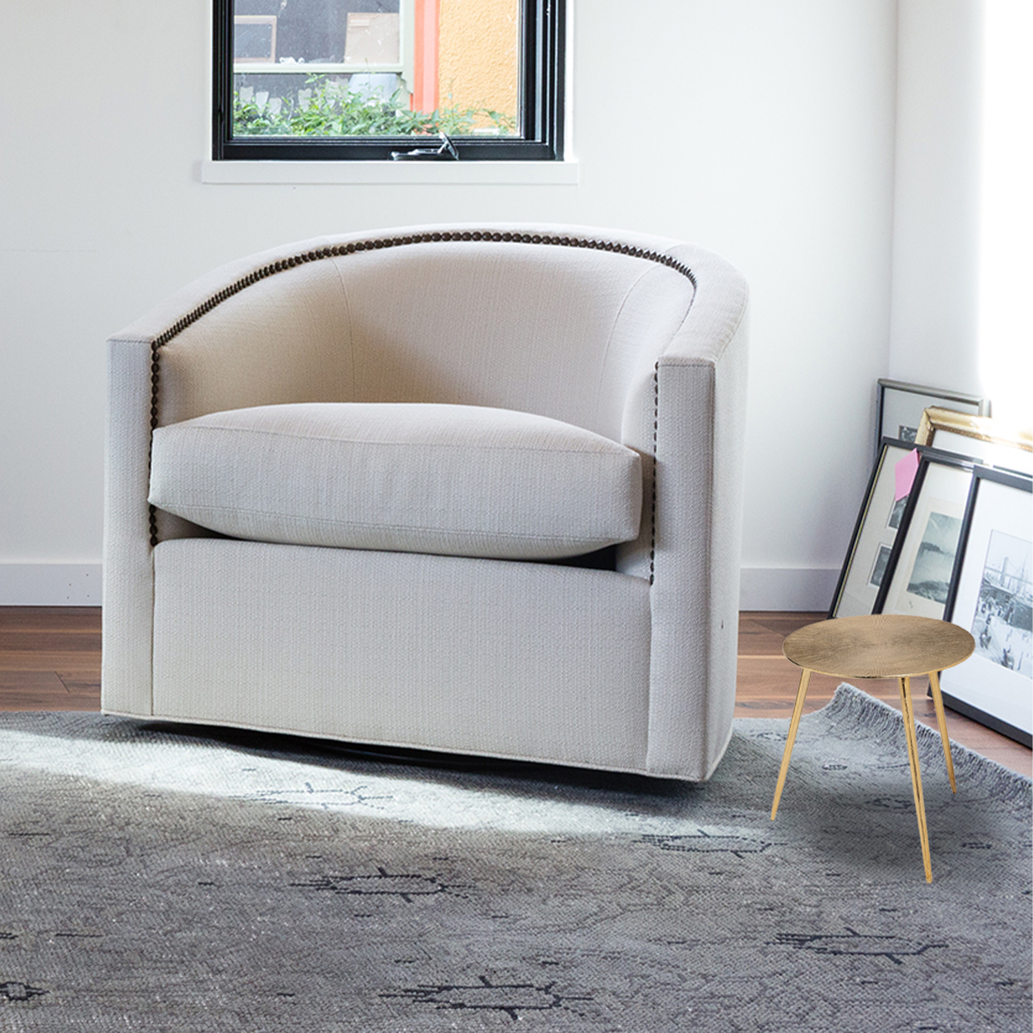 Gold-Toned Cast Aluminum Accent Table with Round Top