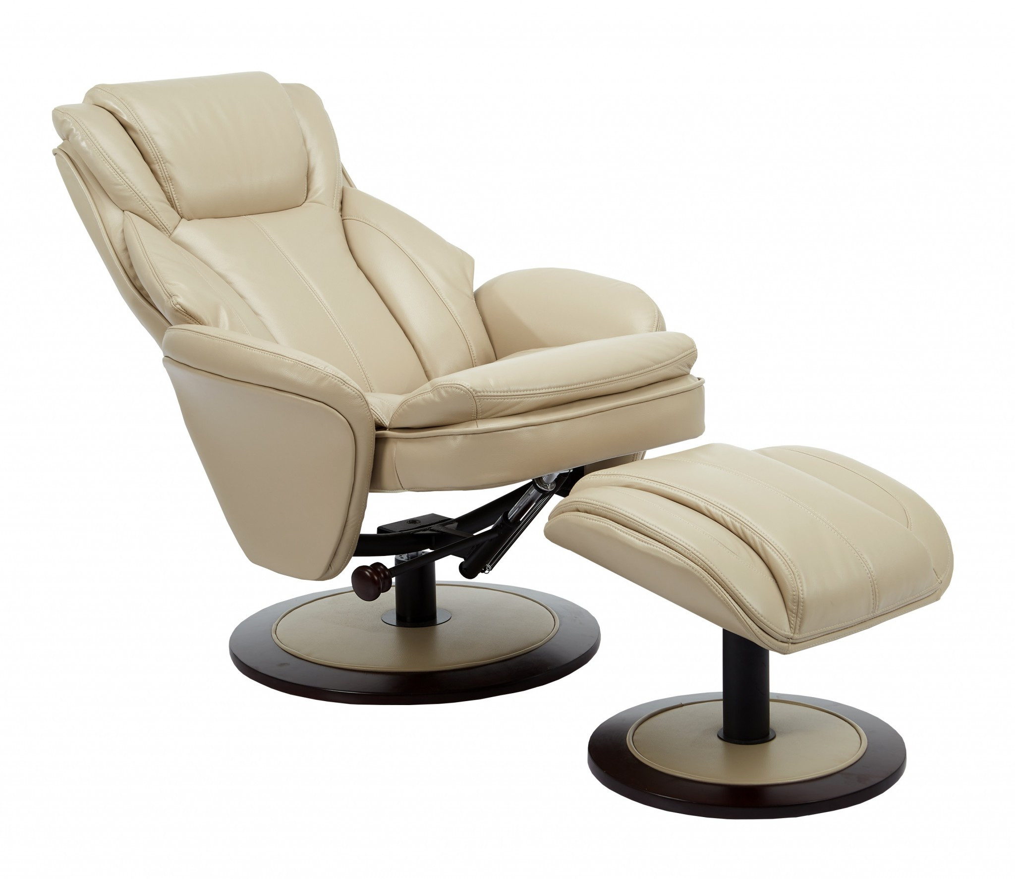 Cobblestone Faux Leather Swivel Adjustable Recliner and Ottoman Set