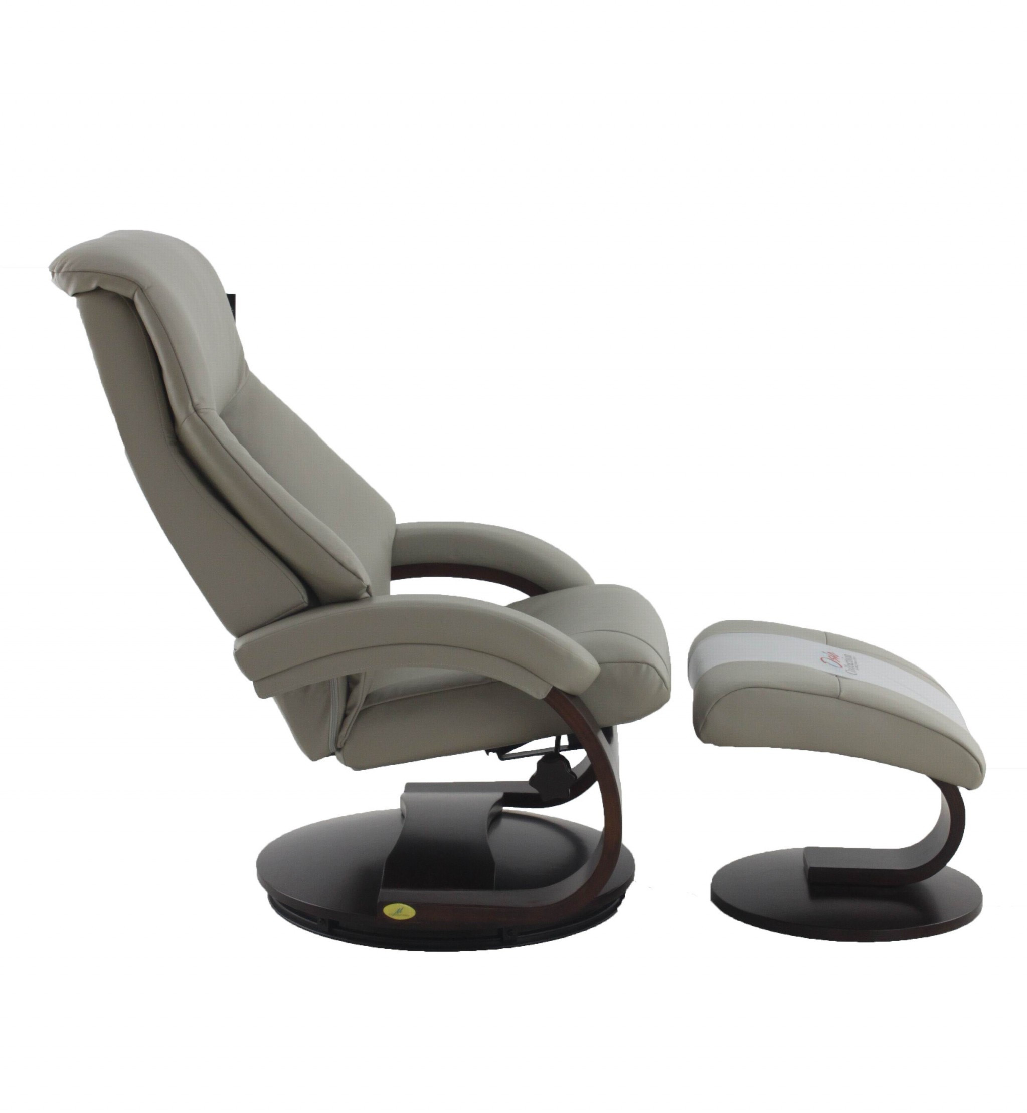 Putty Faux Leather Swivel Adjustable Recliner and Ottoman Set