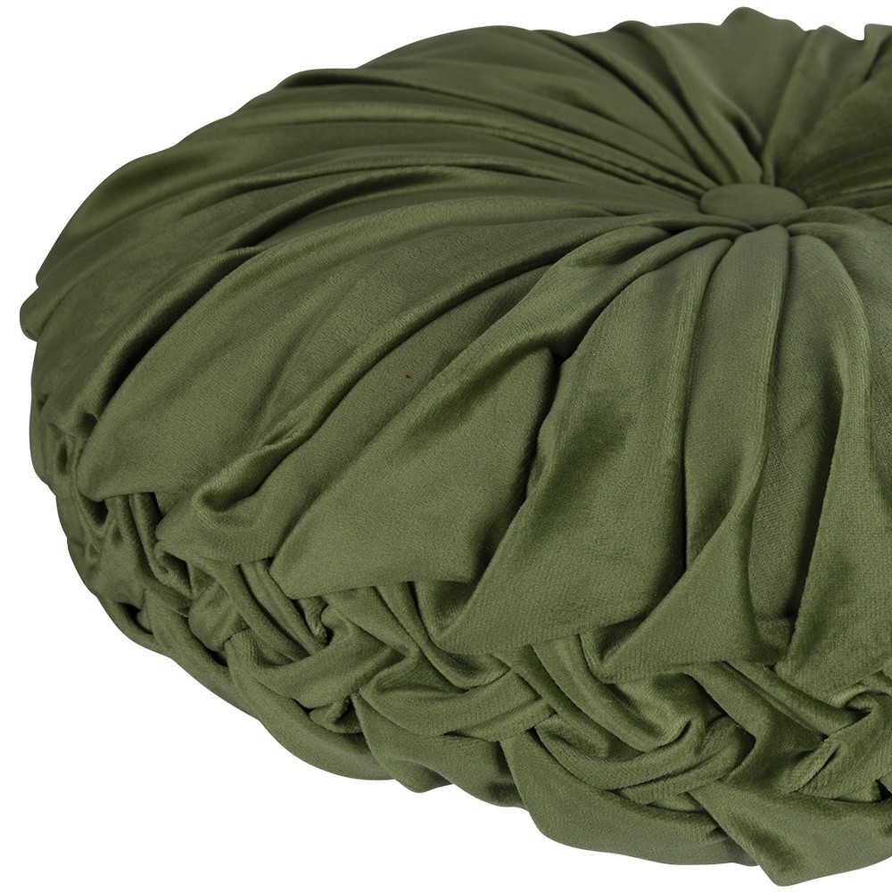 Stratton Home Decor Round Tufted Velvet Green Pillow