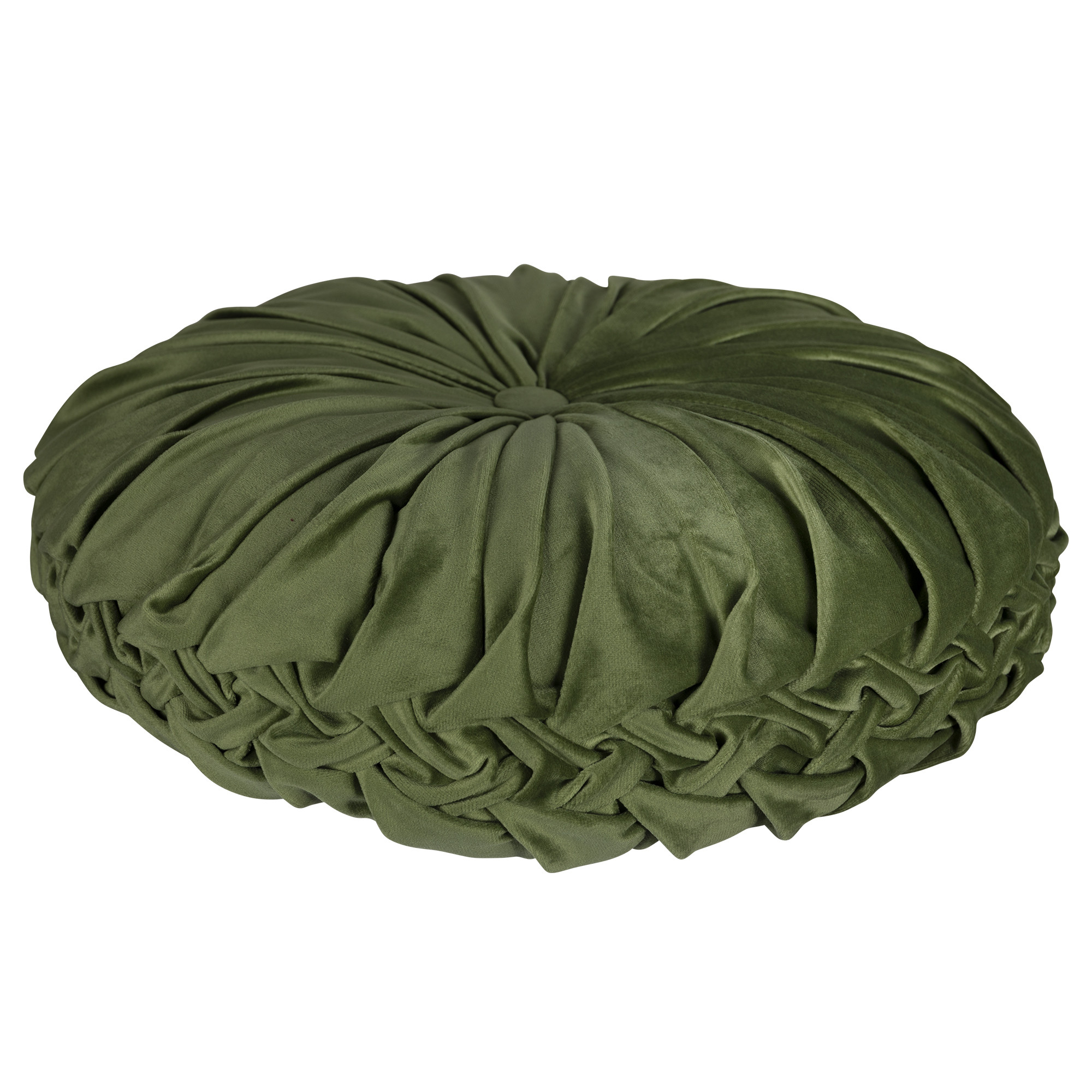 Stratton Home Decor Round Tufted Velvet Green Pillow