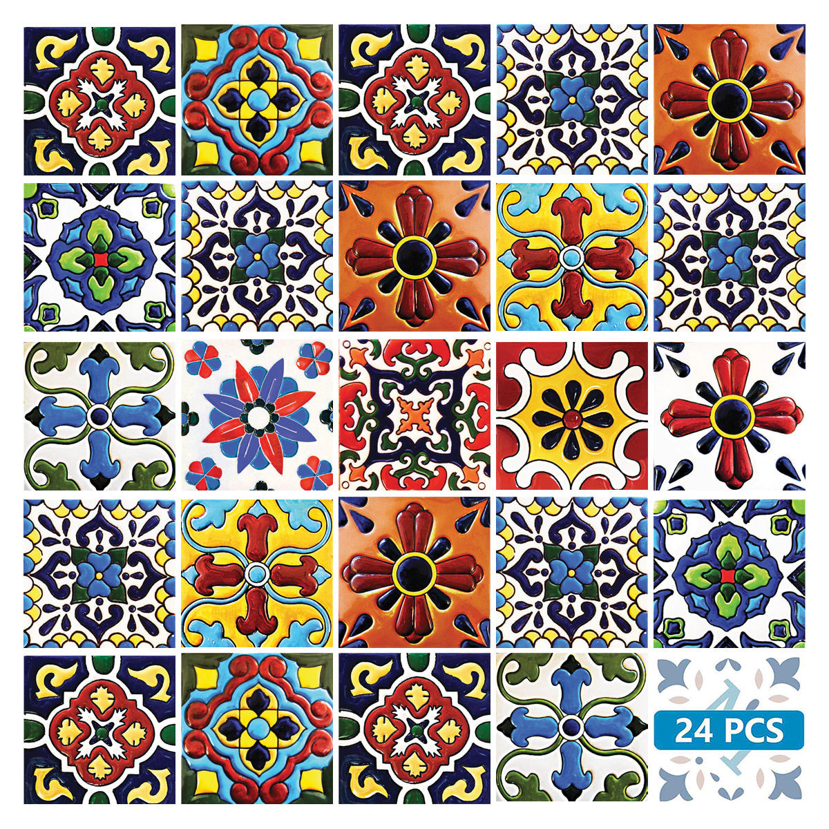 4" X 4" Festival Brights Mosaic Peel And Stick Removable Tiles-382869-2