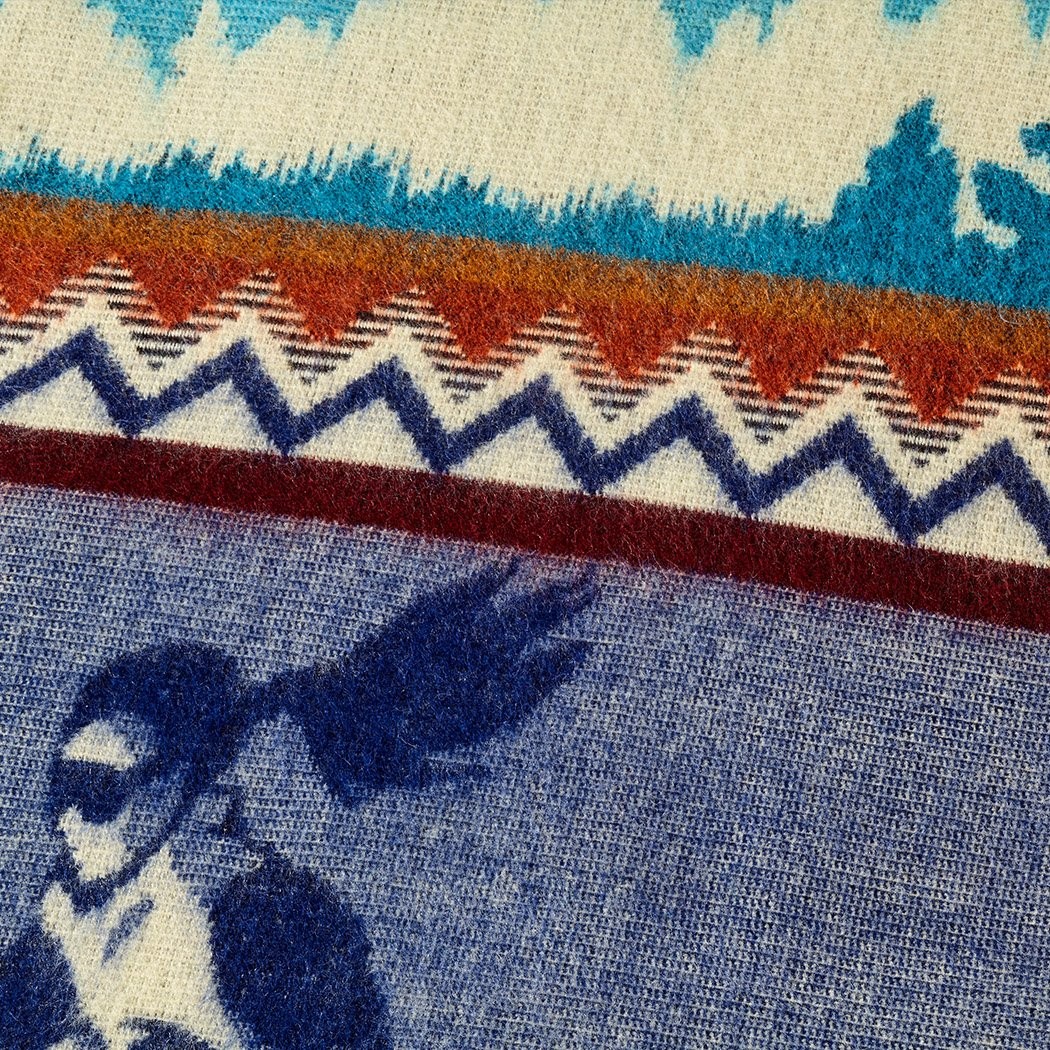Queen Size Ultra Soft Blue Ski Mountain Handmade Woven Blanket