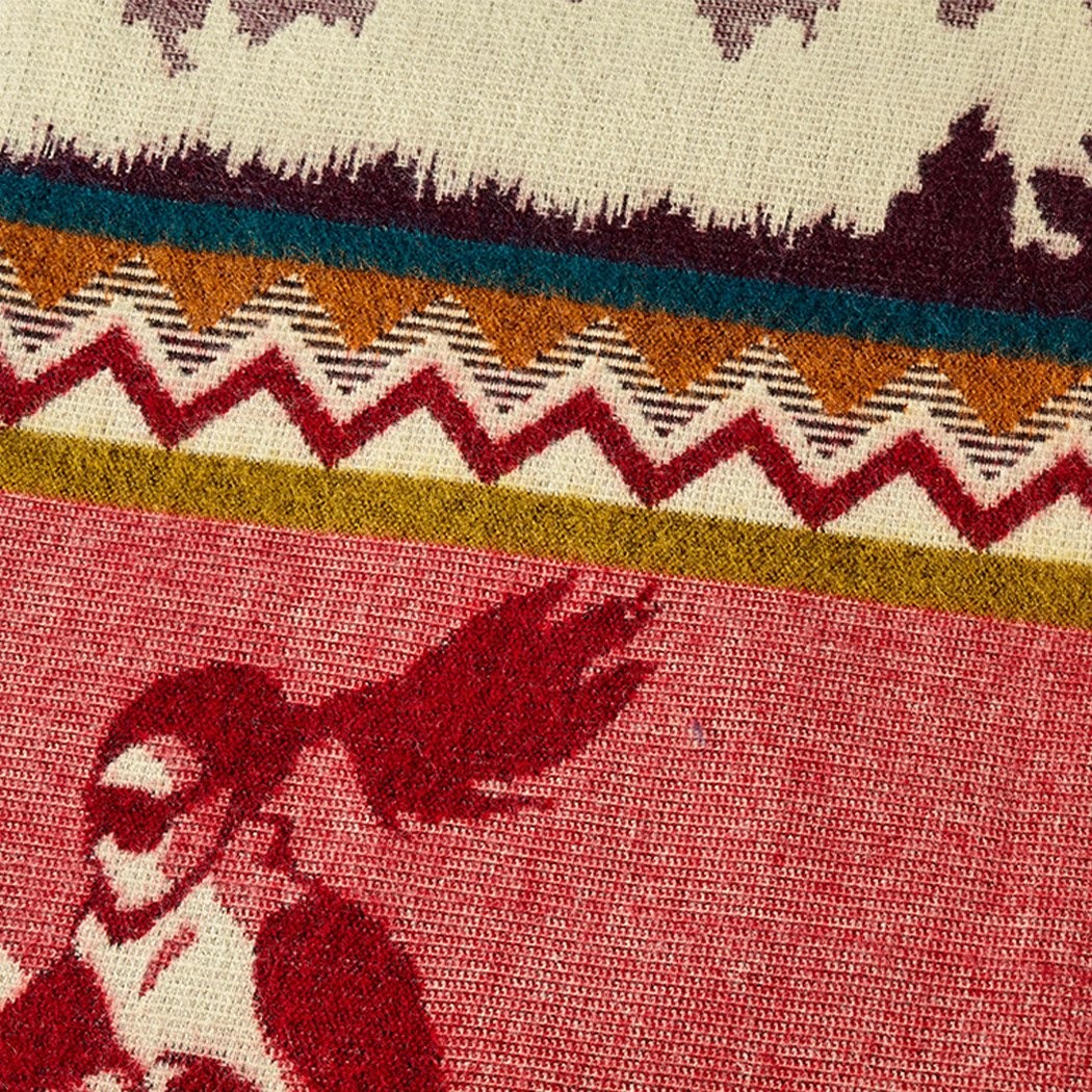 Queen Size Ultra Soft Red Ski Mountain Handmade Woven Blanket