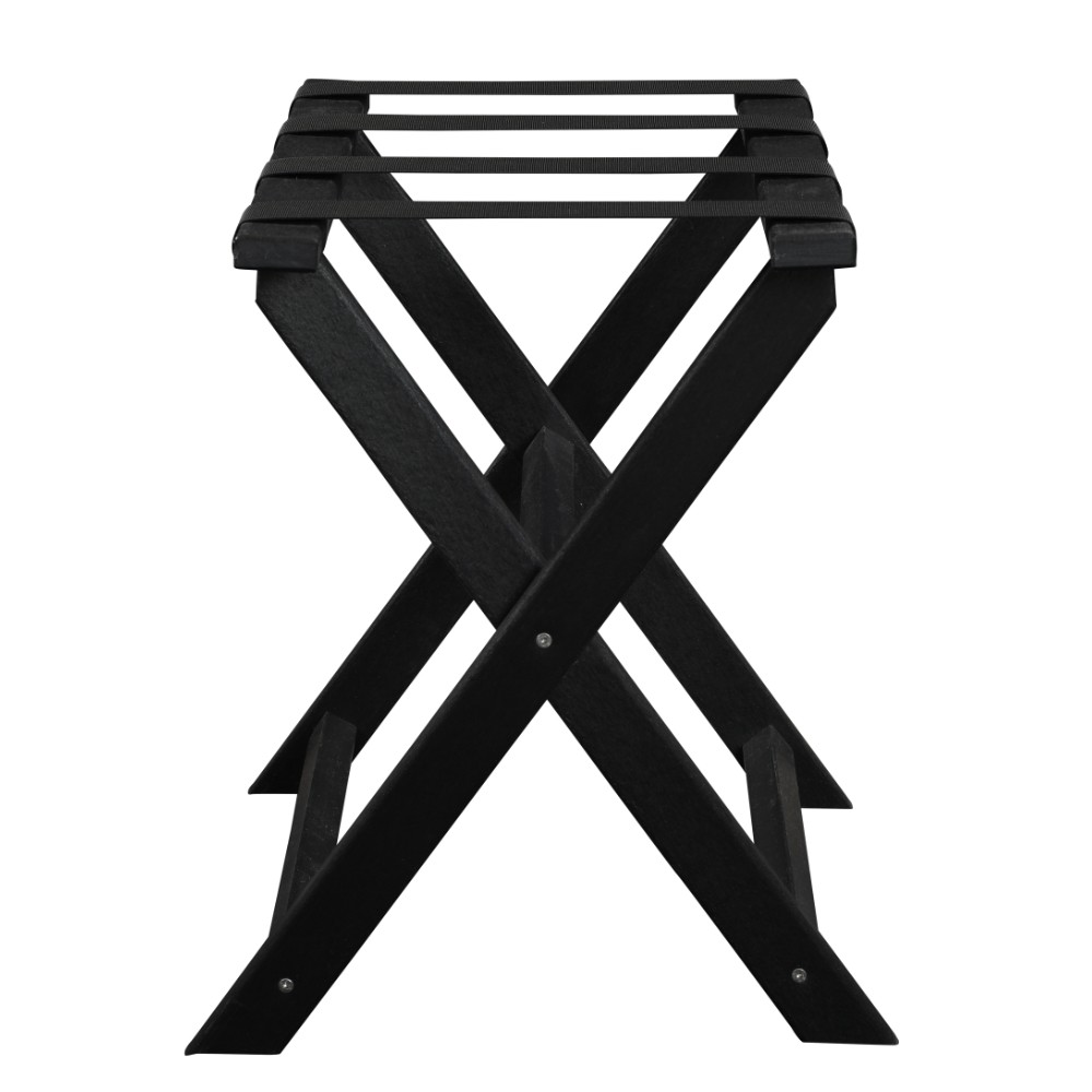 Earth Friendly Black Folding Luggage Rack with Black Straps