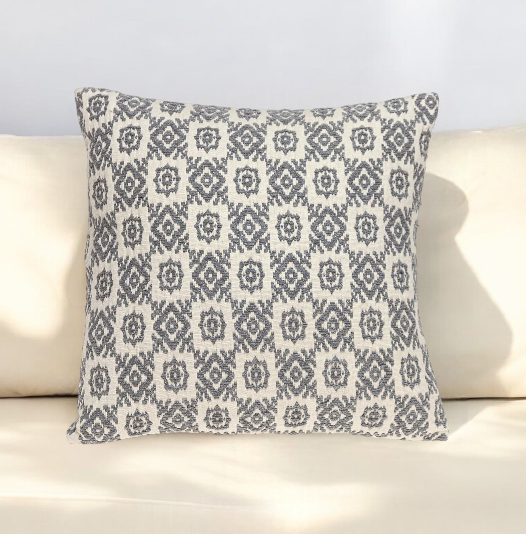 16" Gray Cotton Throw Pillow
