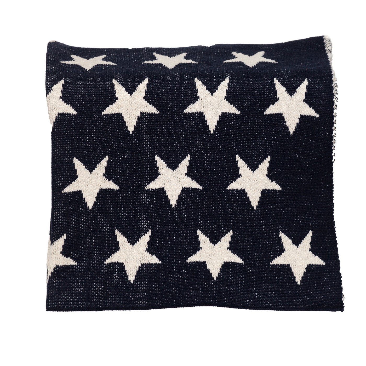 Navy Blue and White Stars Knitted Baby Blanket