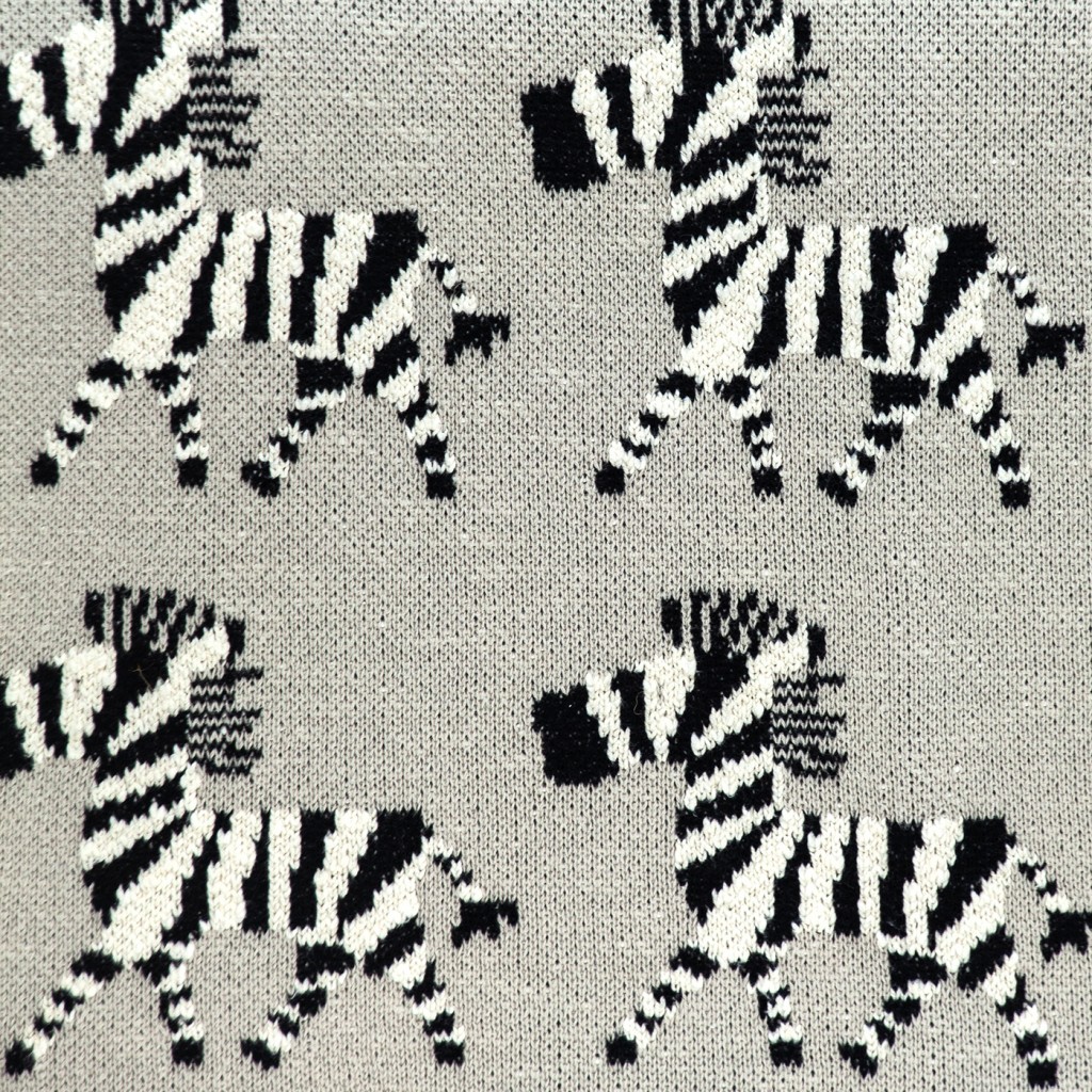 Grey Lots of Zebras Woven Knitted Baby Blanket