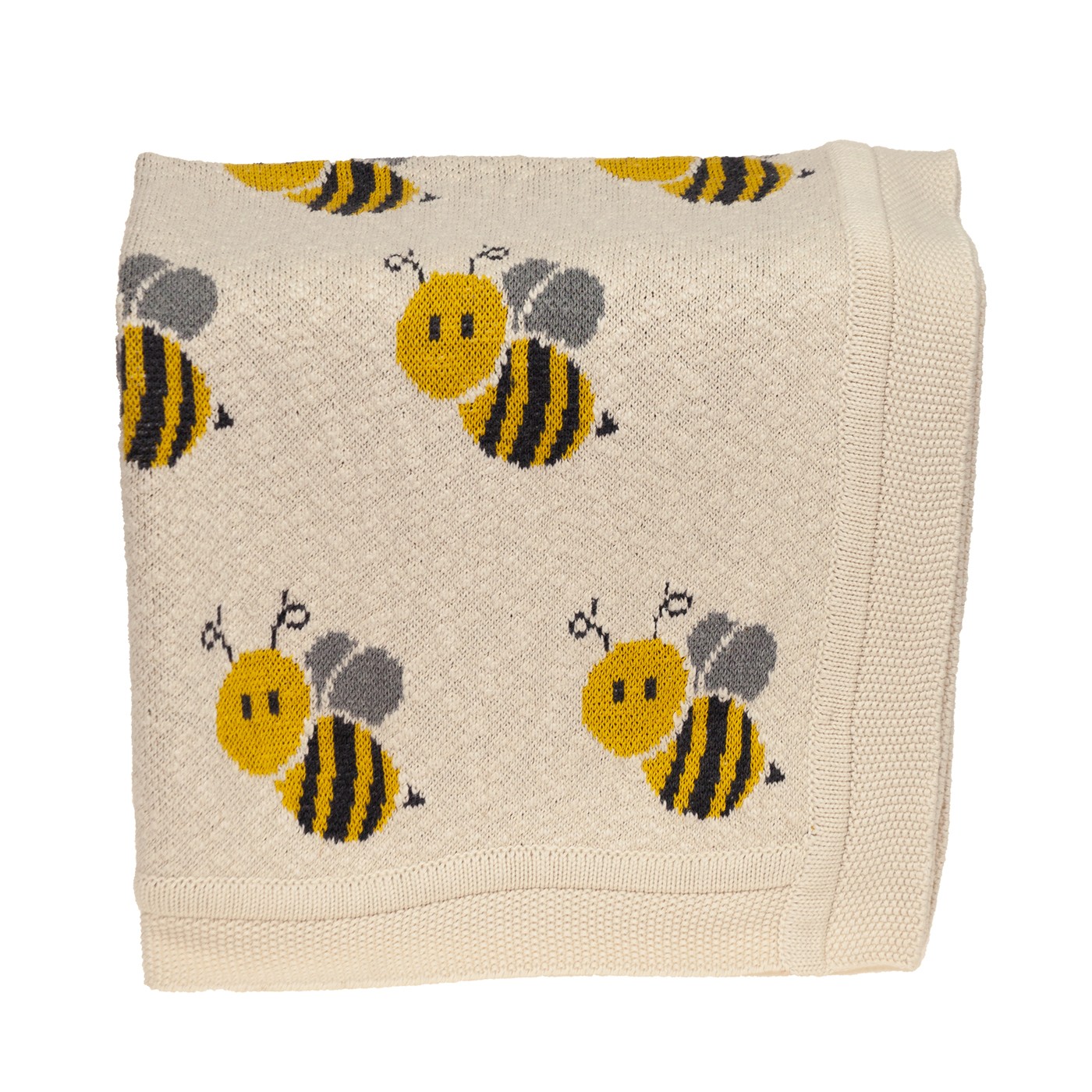 Ivory Honeybee Knitted Baby Blanket