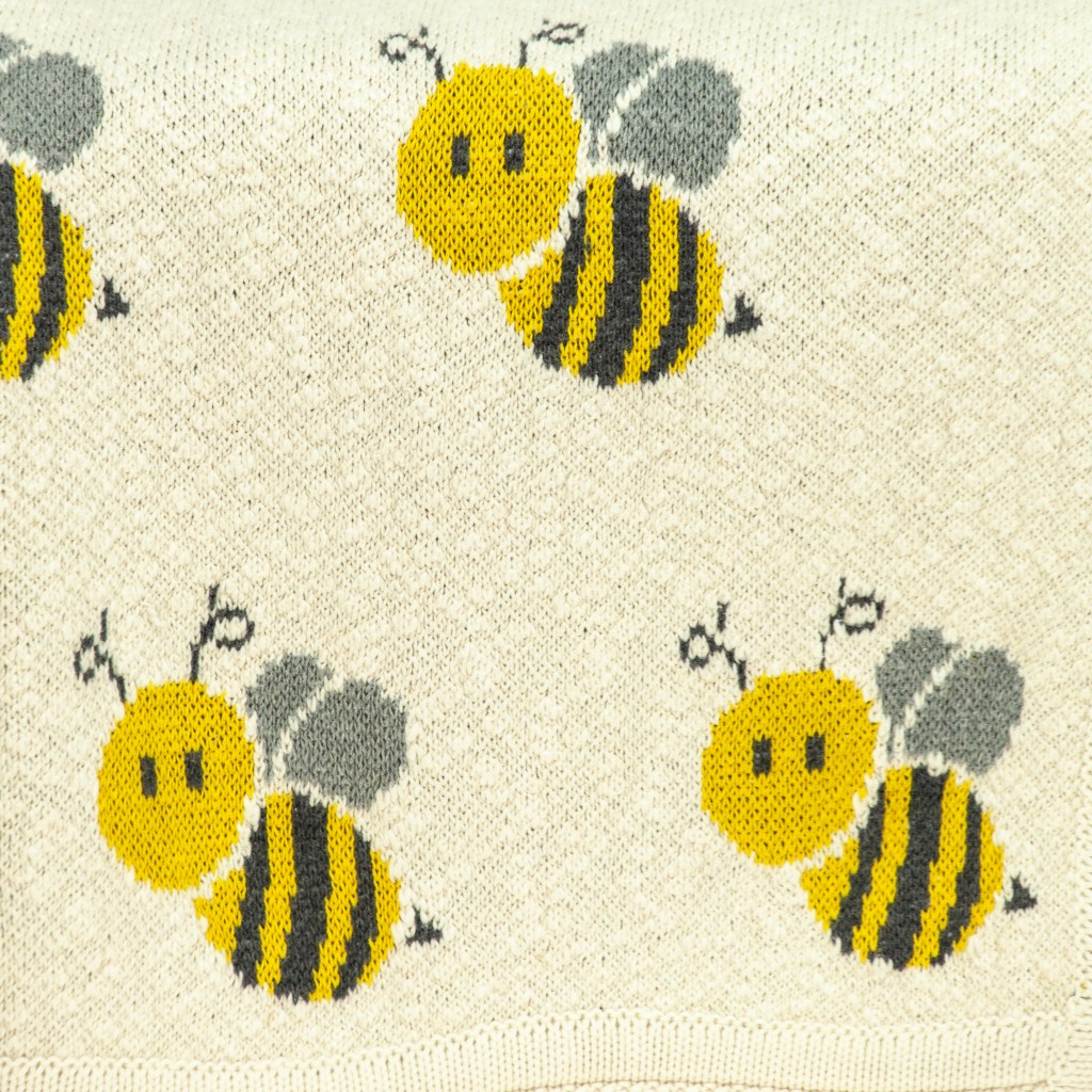 Ivory Honeybee Knitted Baby Blanket