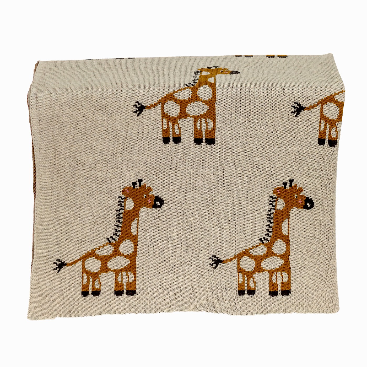 Ivory Giraffe Knitted Baby Blanket