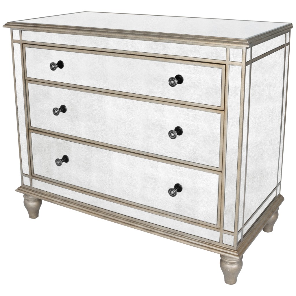 Rectangle Mirrored Three Drawer Console Storage Chest