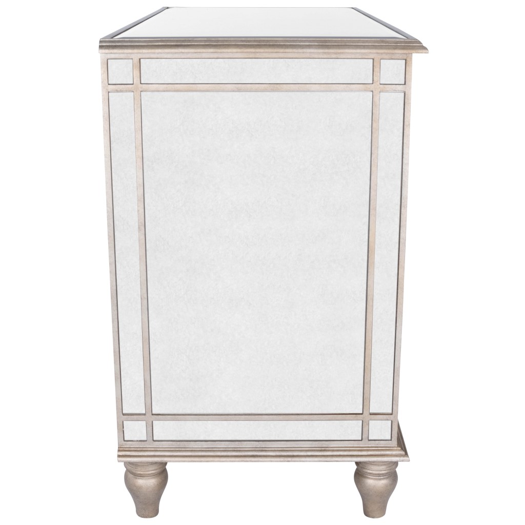 Rectangle Mirrored Three Drawer Console Storage Chest