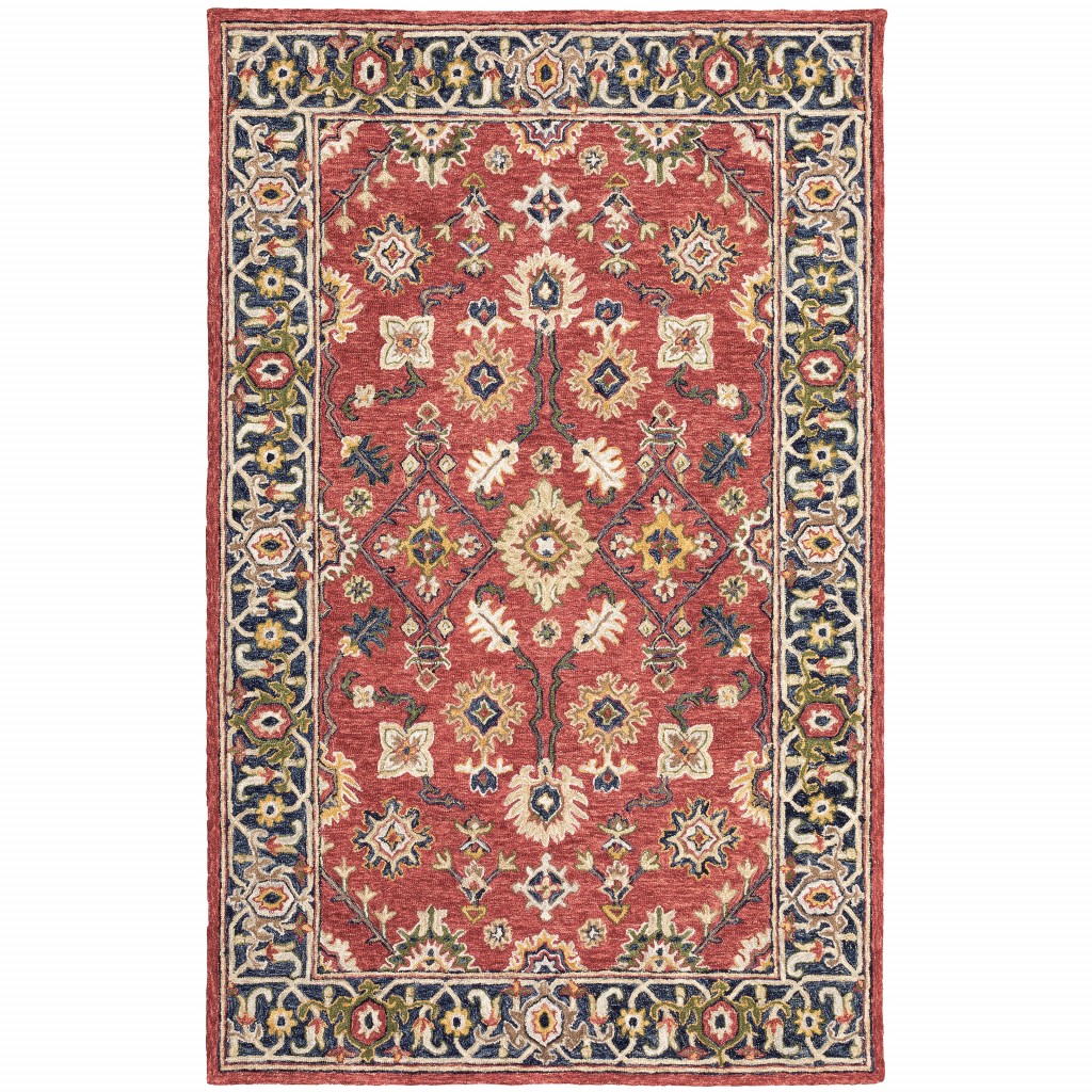 4'X6' Red And Blue Bohemian Area Rug-383599-1