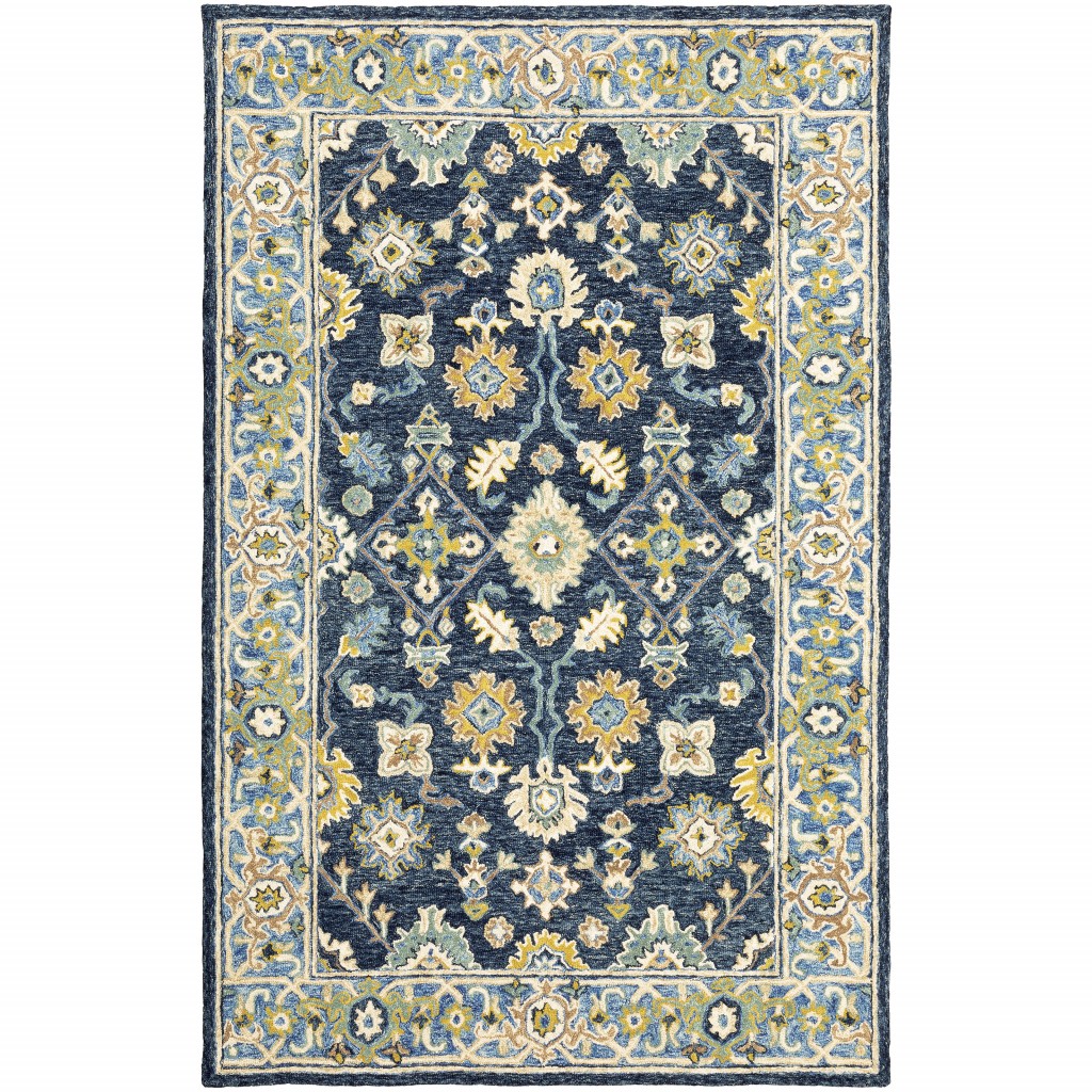 8'X10' Navy And Blue Bohemian Rug-383606-1