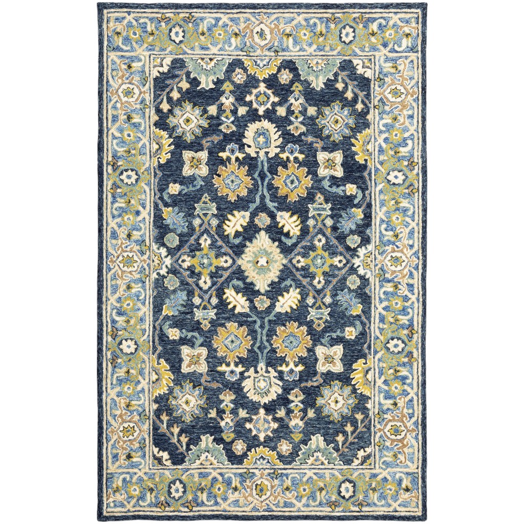 8' X 10' Navy And Blue Bohemian Rug-383606-1
