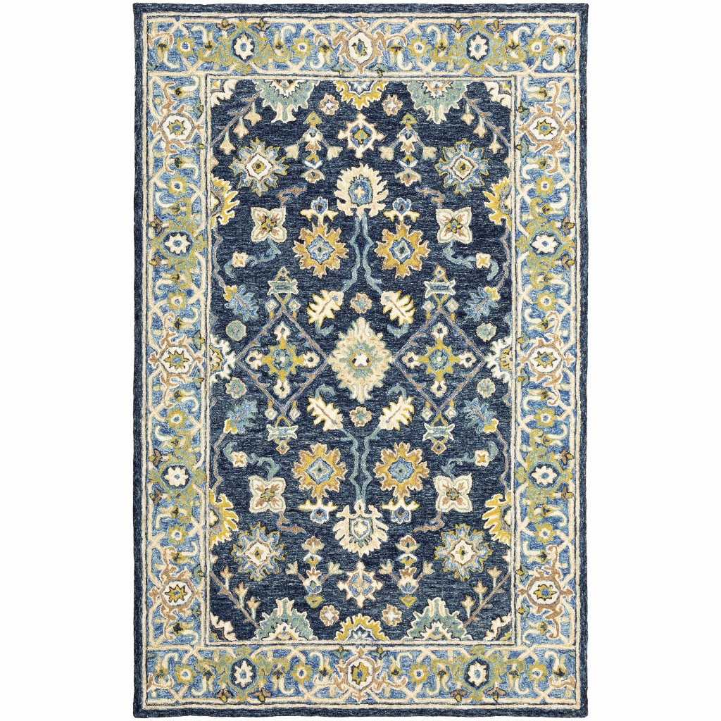 10' X 13' Navy And Blue Bohemian Rug-383607-1