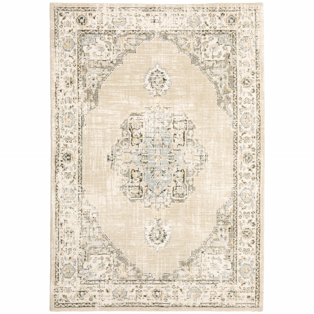 2' X 3' Beige and Ivory Power Loom Area Rug-383636-1