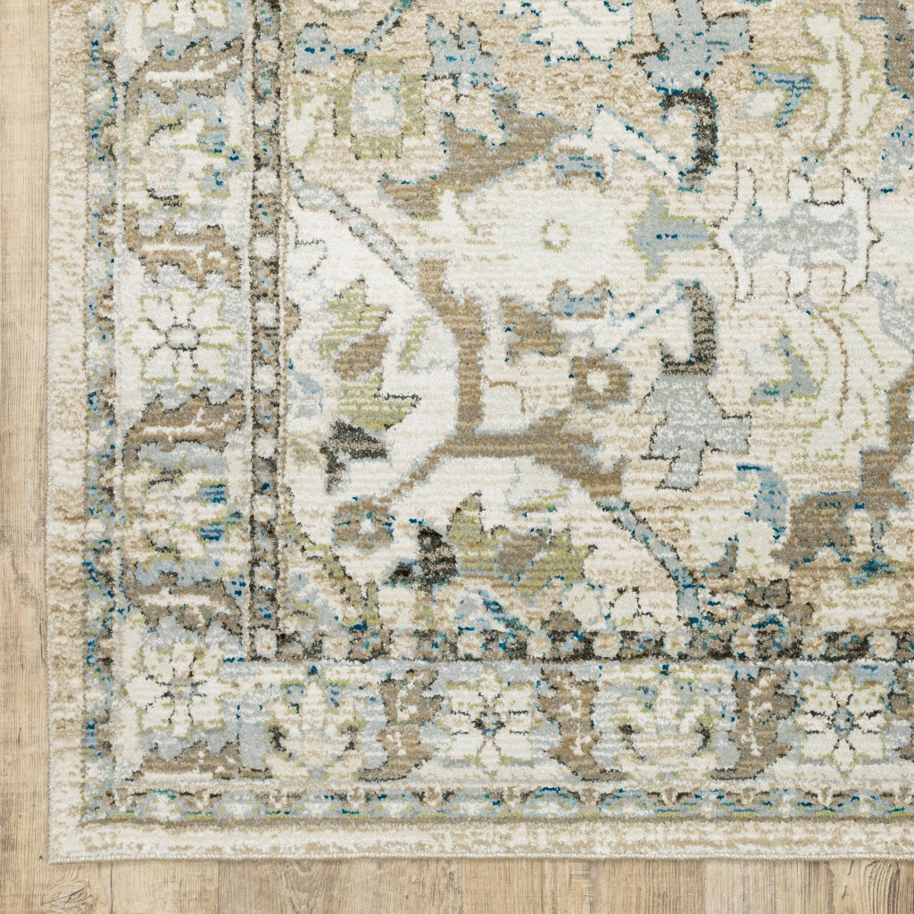 10'x14' Beige and Ivory Medallion Area Rug