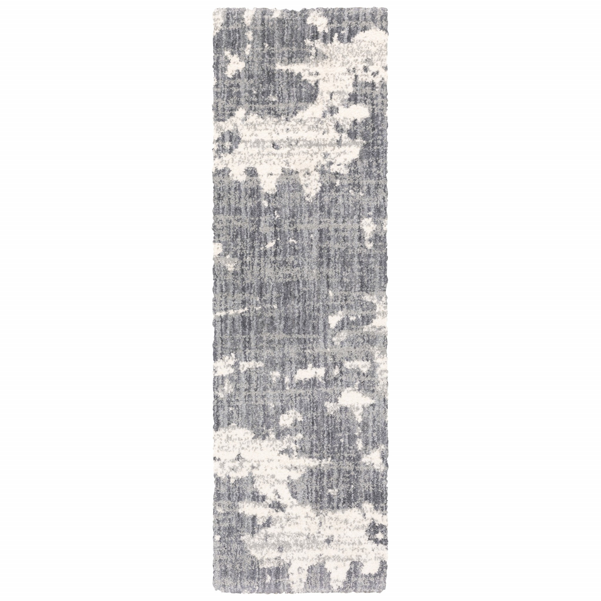 2'X8' Grey And Ivory Grey Matter  Runner Rug-383664-1
