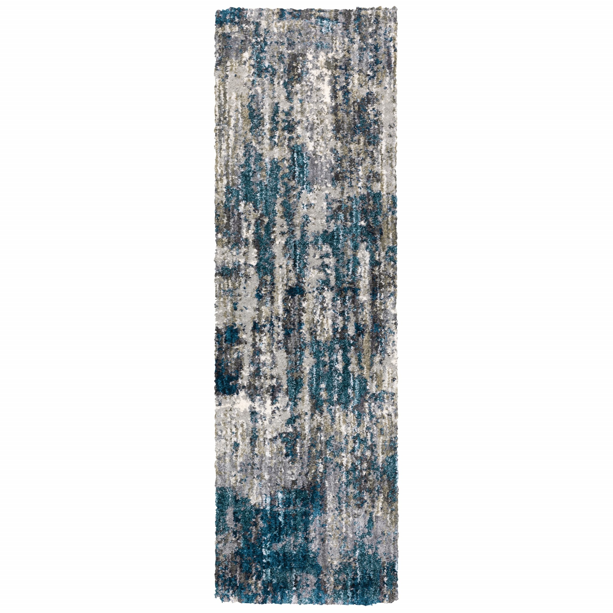 2" X 8" Grey And Blue Grey Skies Runner Rug