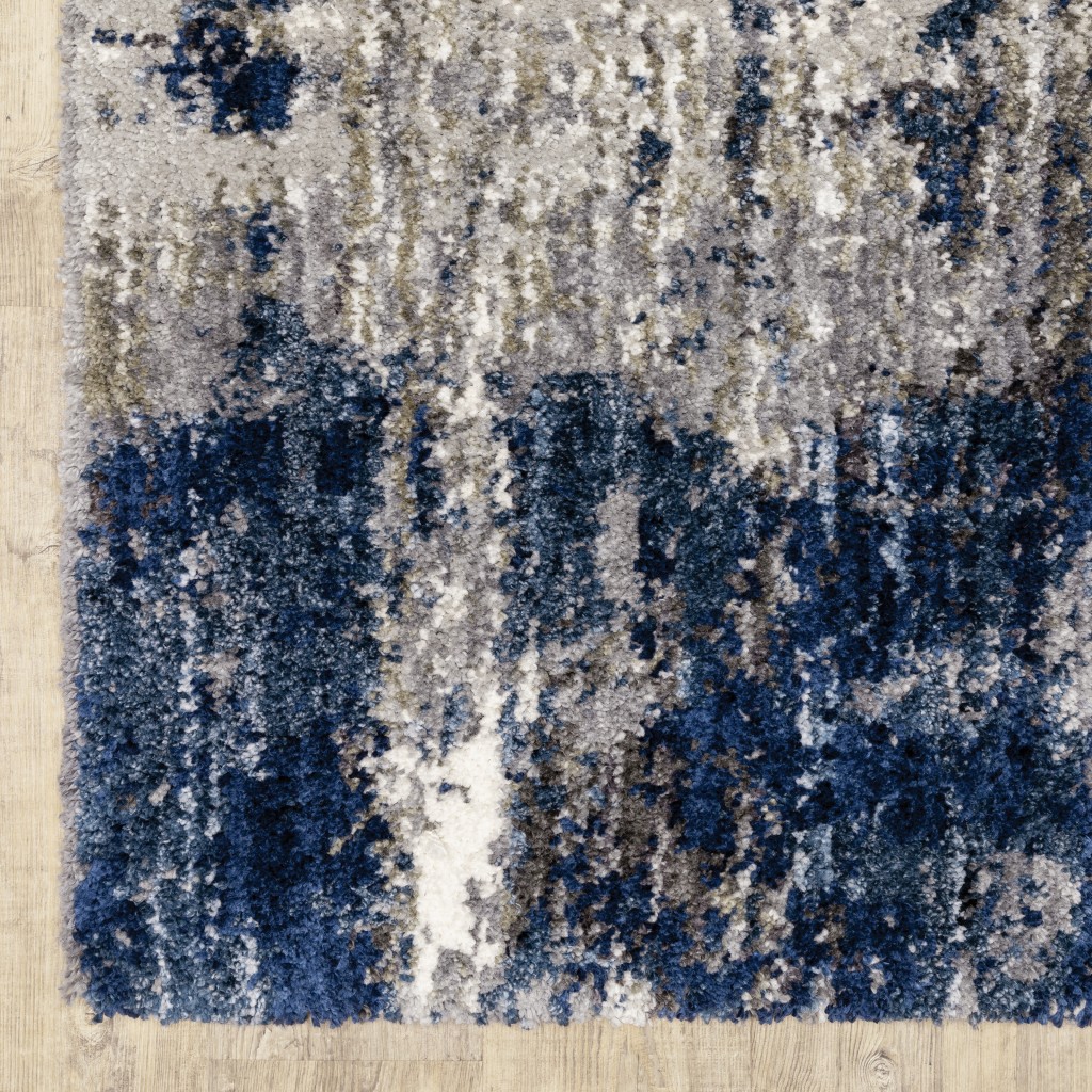 2" X 8" Grey And Blue Grey Skies Runner Rug