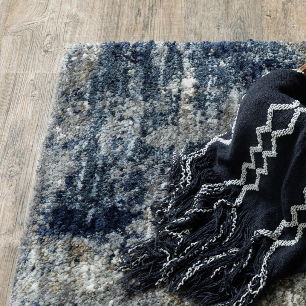 2" X 8" Grey And Blue Grey Skies Runner Rug