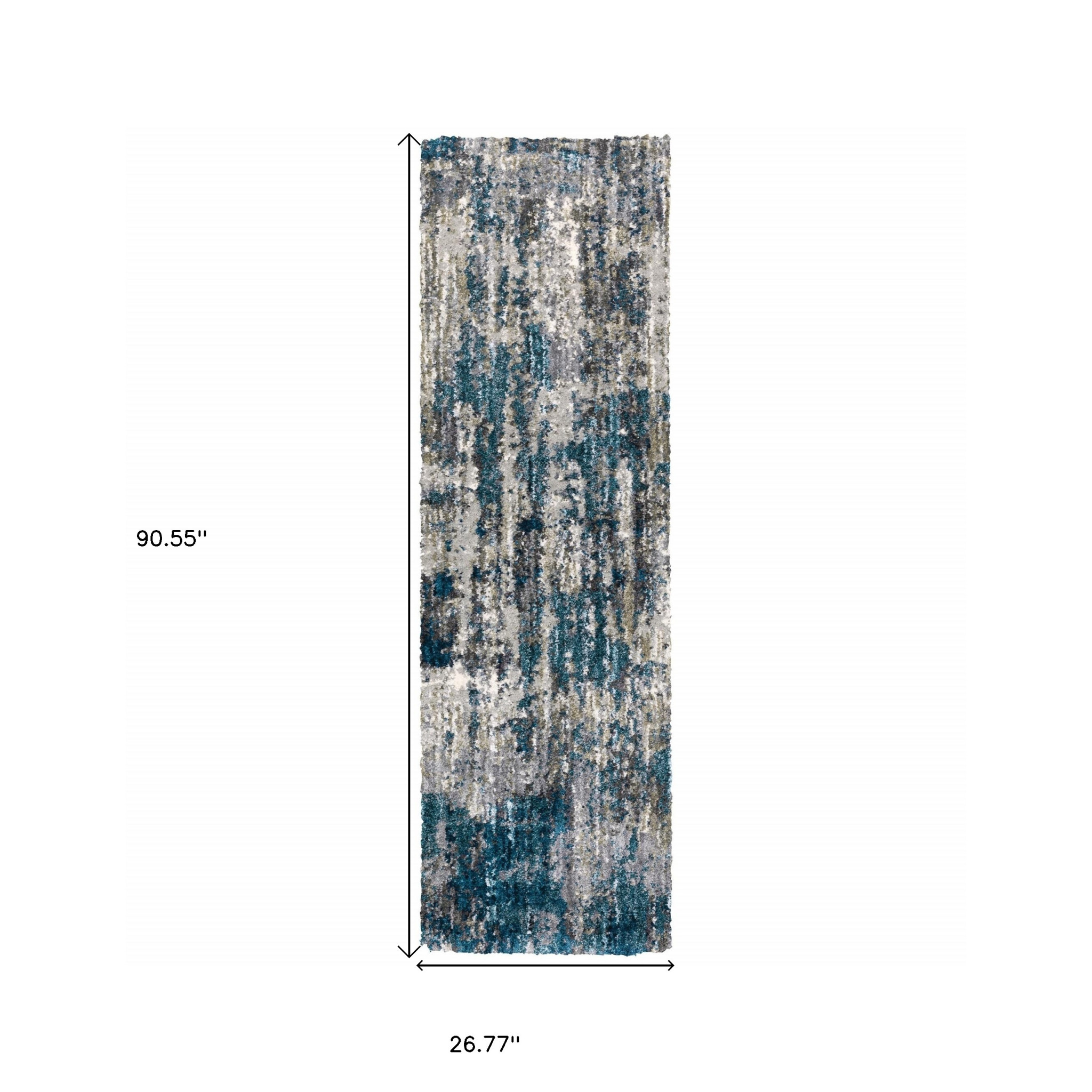 2" X 8" Grey And Blue Grey Skies Runner Rug