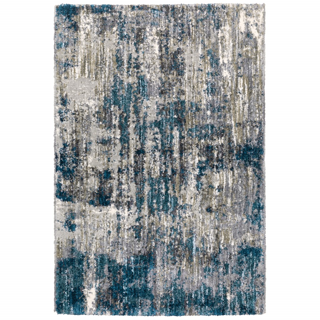 7'X9' Grey And Blue Grey Skies Area Rug-383673-1