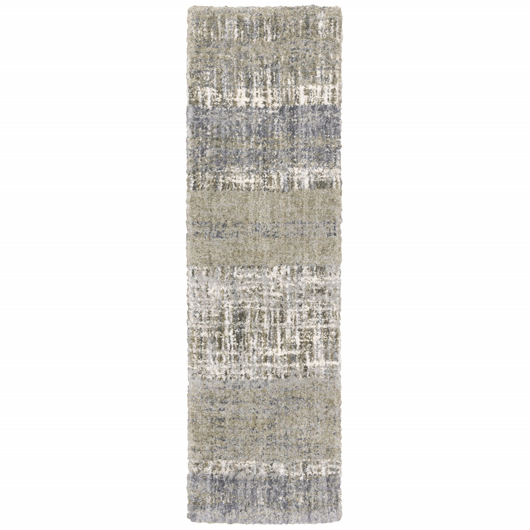 2'X8' Grey And Ivory Abstract Lines  Runner Rug-383676-1