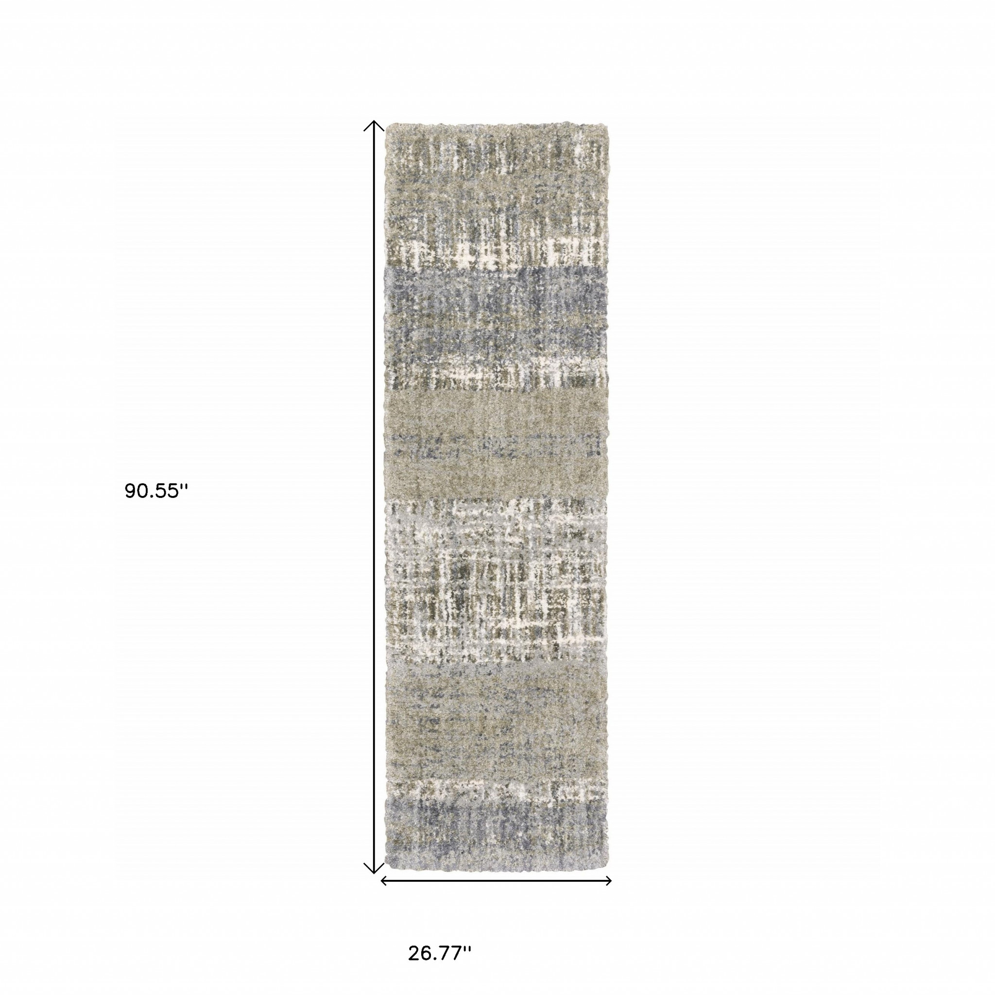 2" X 8" Grey And Ivory Abstract Lines Runner Rug