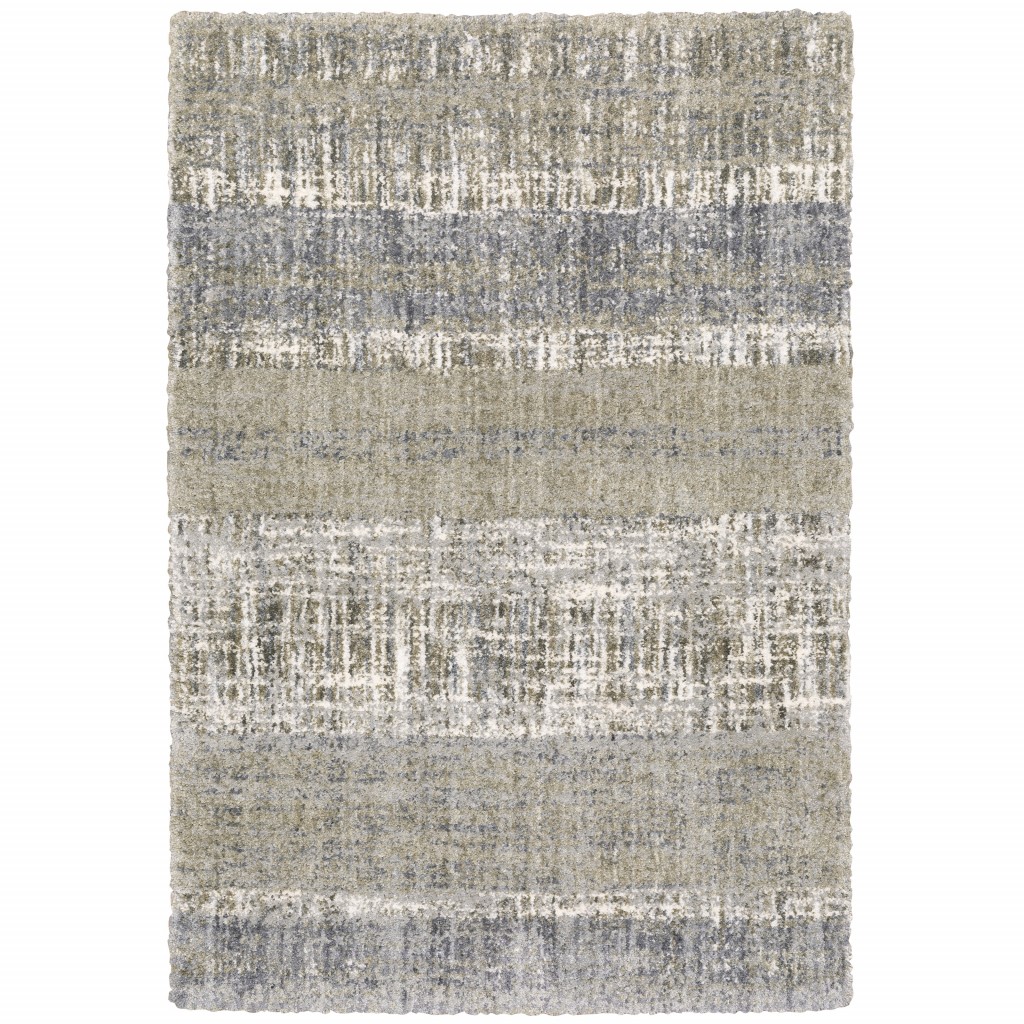 7" X 9" Grey And Ivory Abstract Lines Area Rug